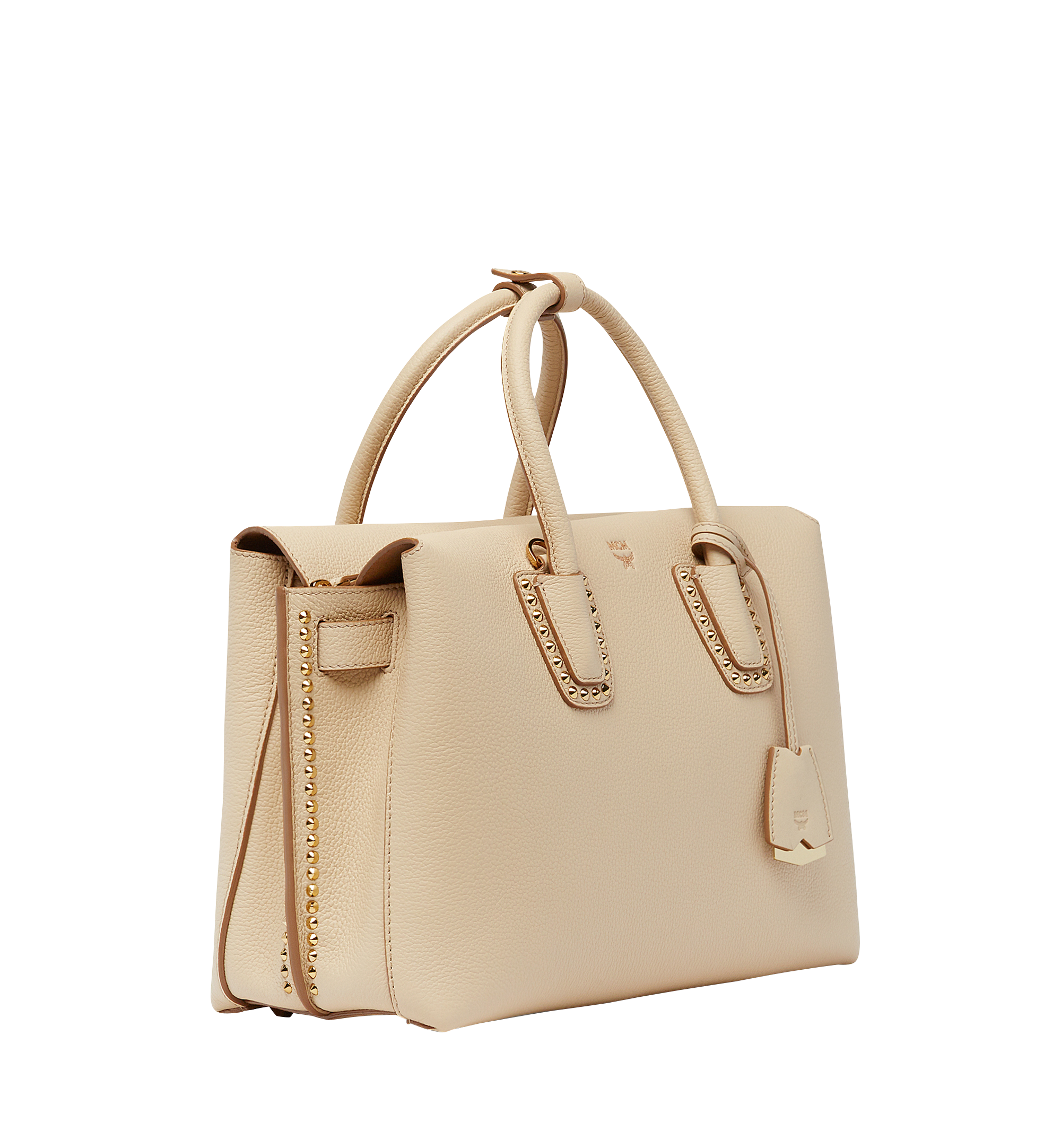 Medium Milla Studded Outline Tote in Grained Leather Beige | MCM ®JP