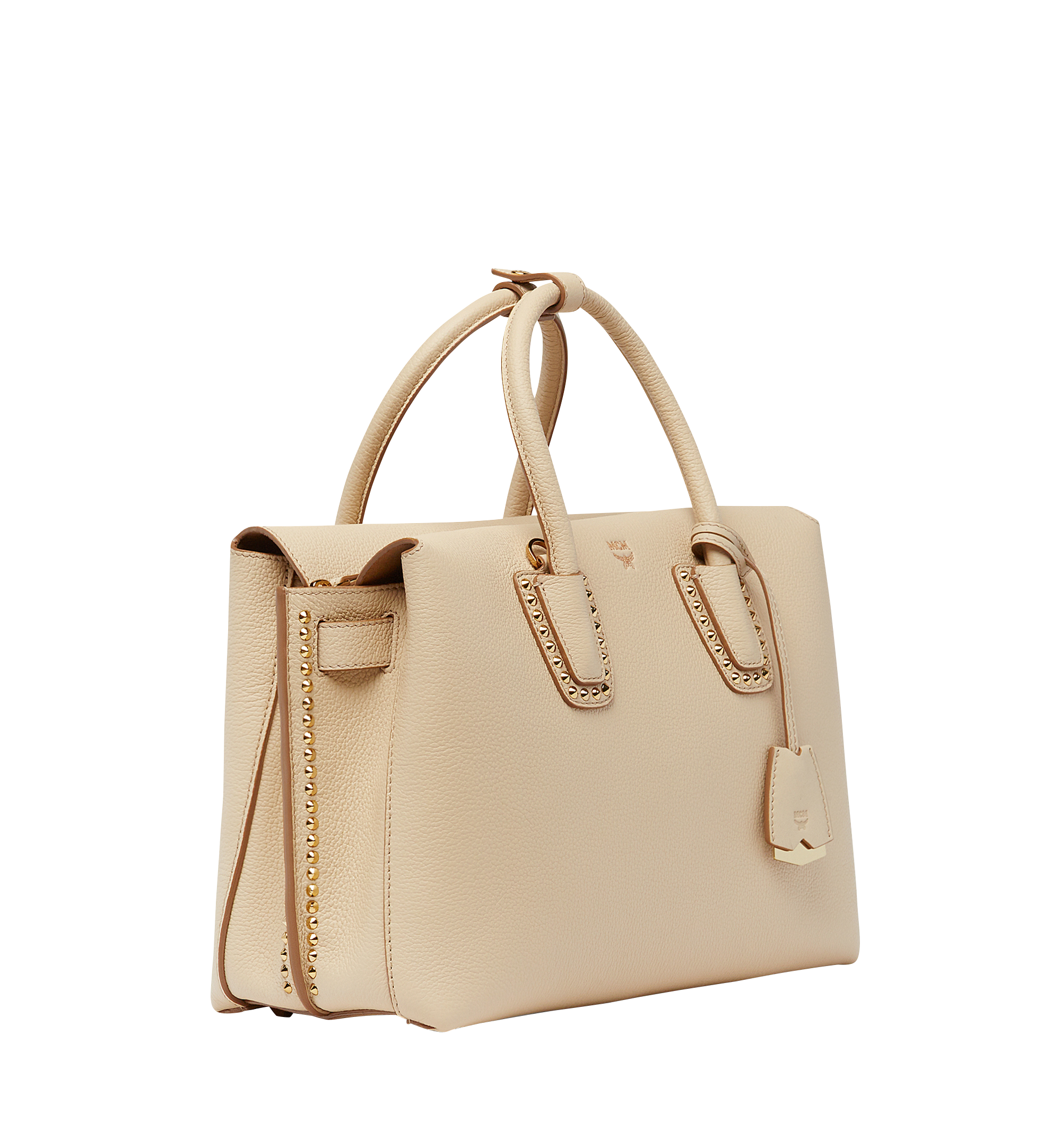 Medium Milla Studded Outline Tote in Grained Leather Beige | MCM ®JP Medium Milla Studded Outline Tote in Grained Leather Beige | MCM ®JP