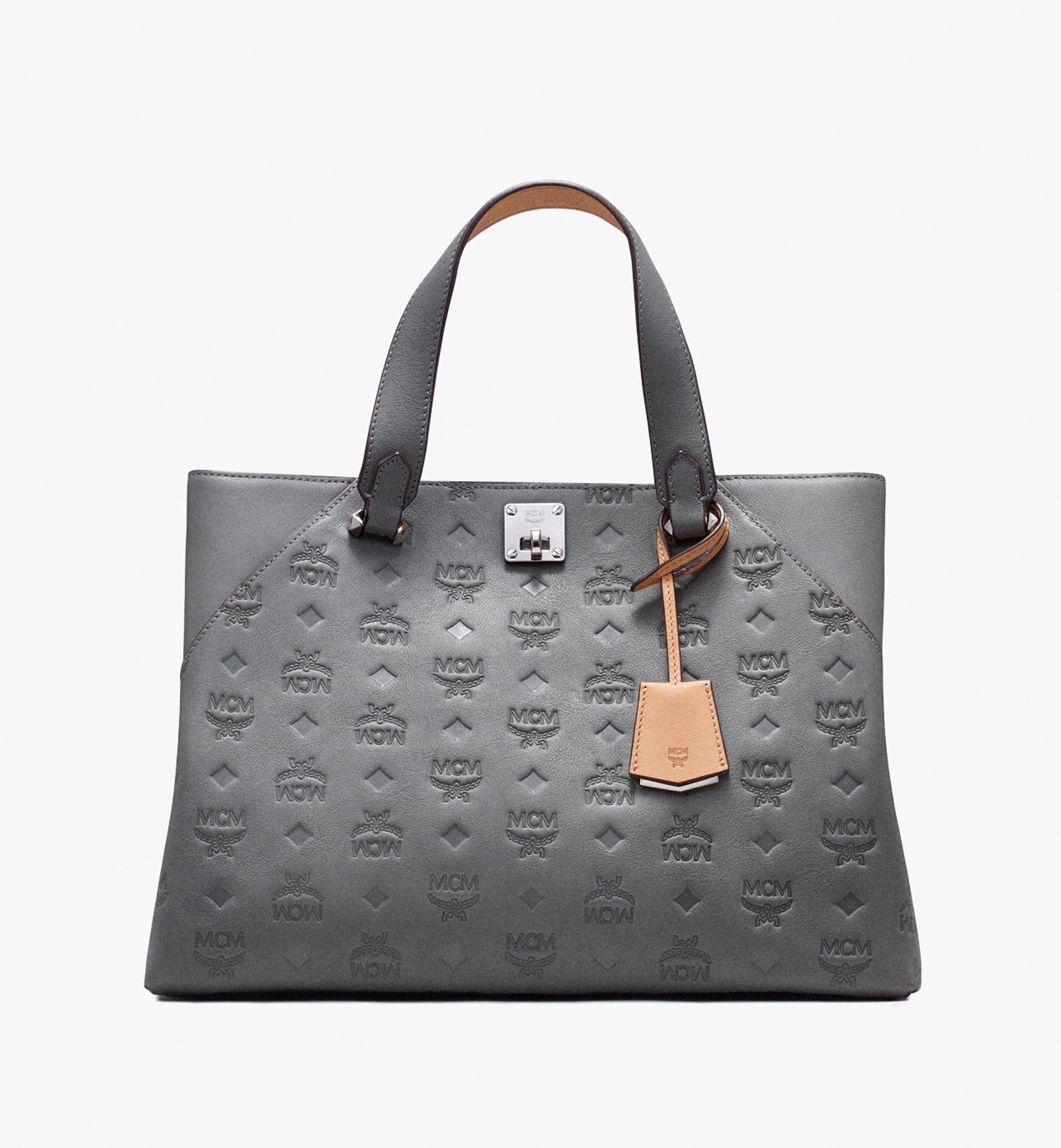 grey mcm tote
