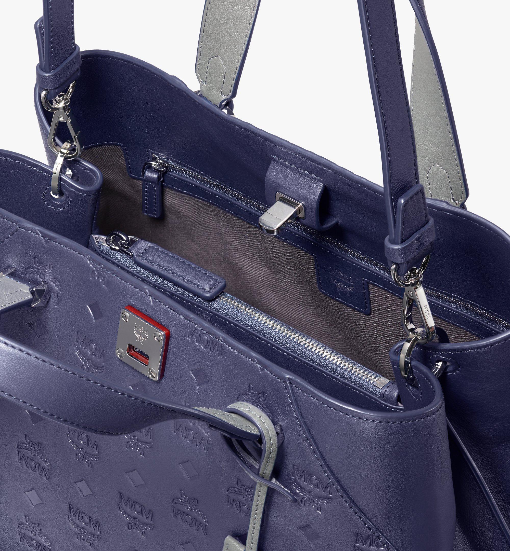 navy blue mcm tote bag