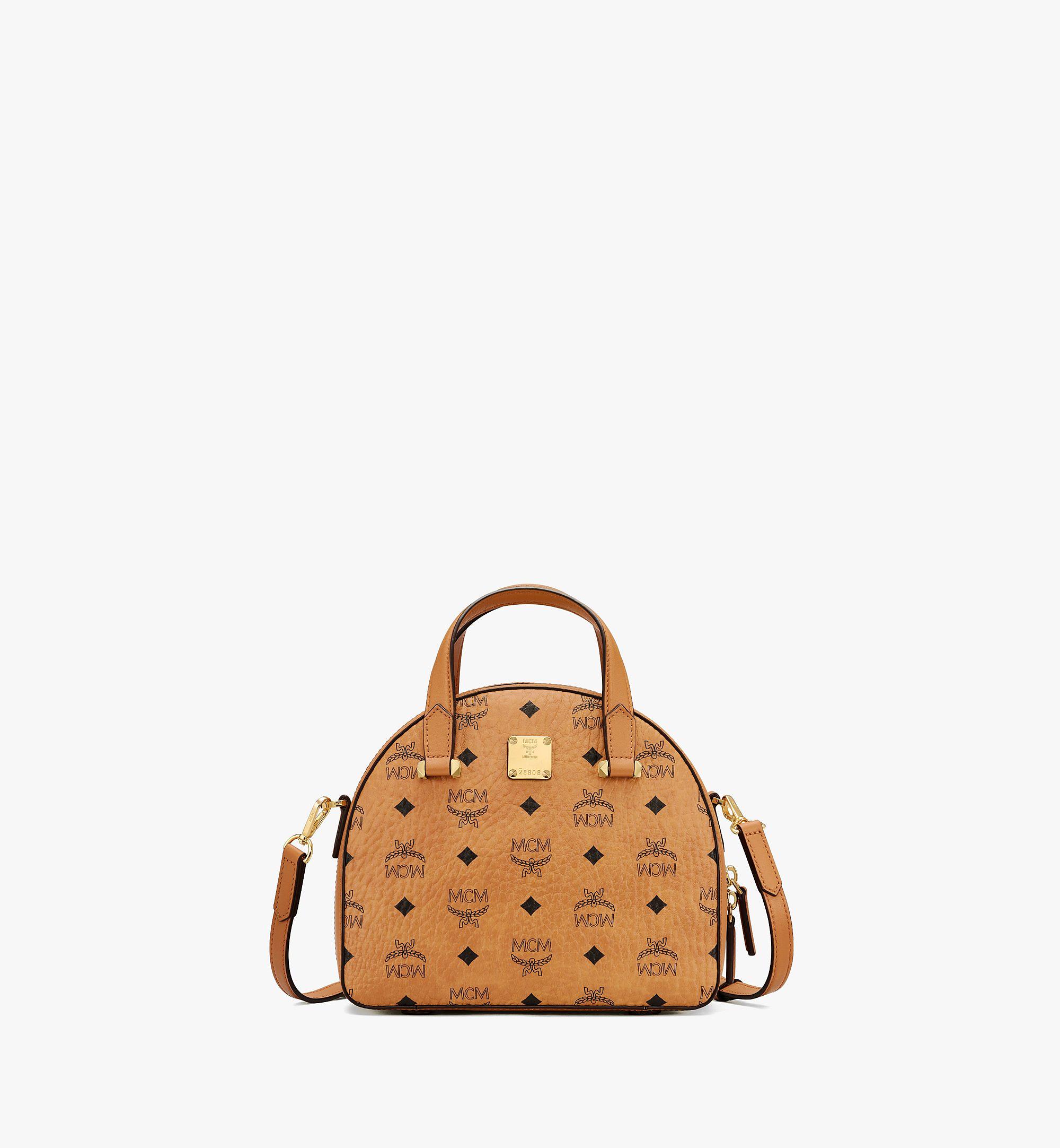 Download Small Essential Half Moon Tote in Visetos Cognac | MCM ®US