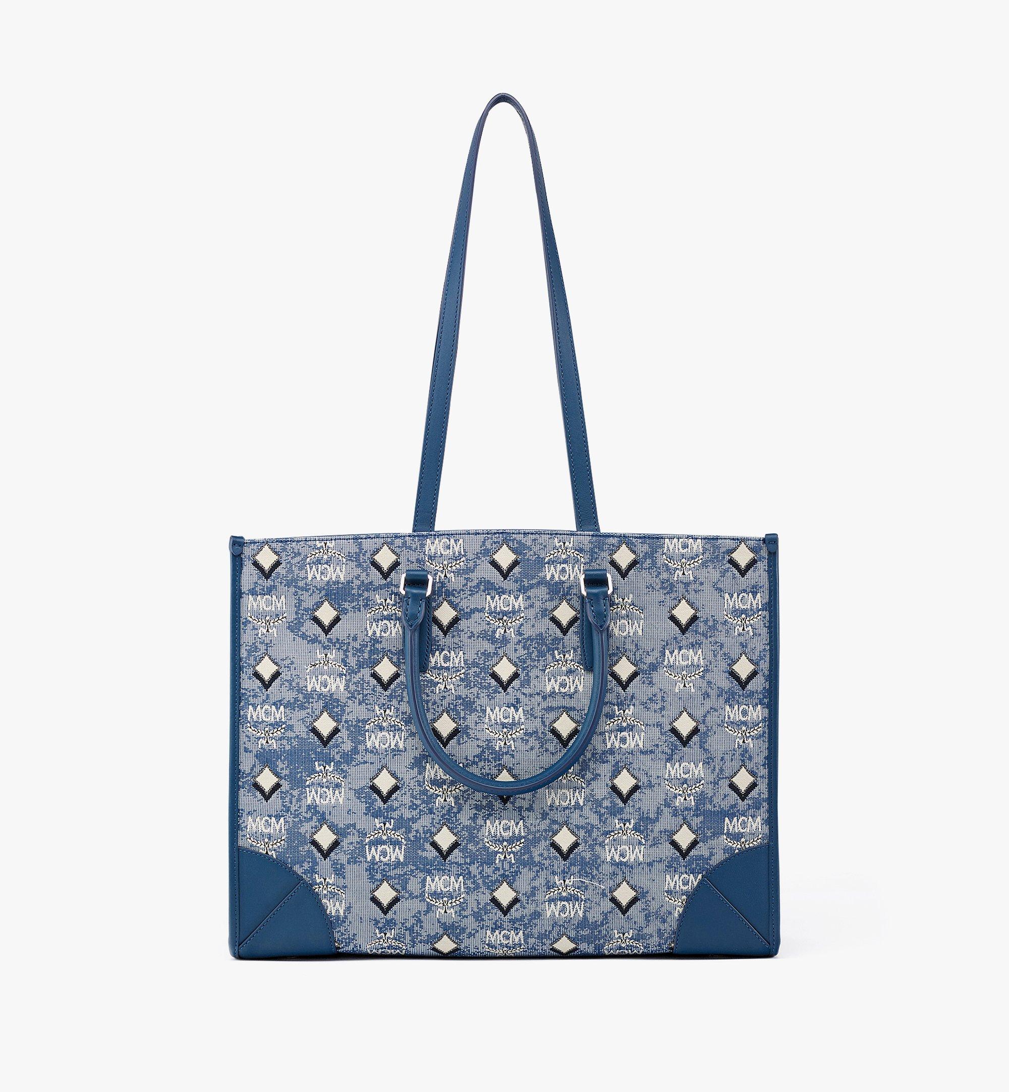 Large Tote in Vintage Jacquard Monogram Blue | MCM ®US