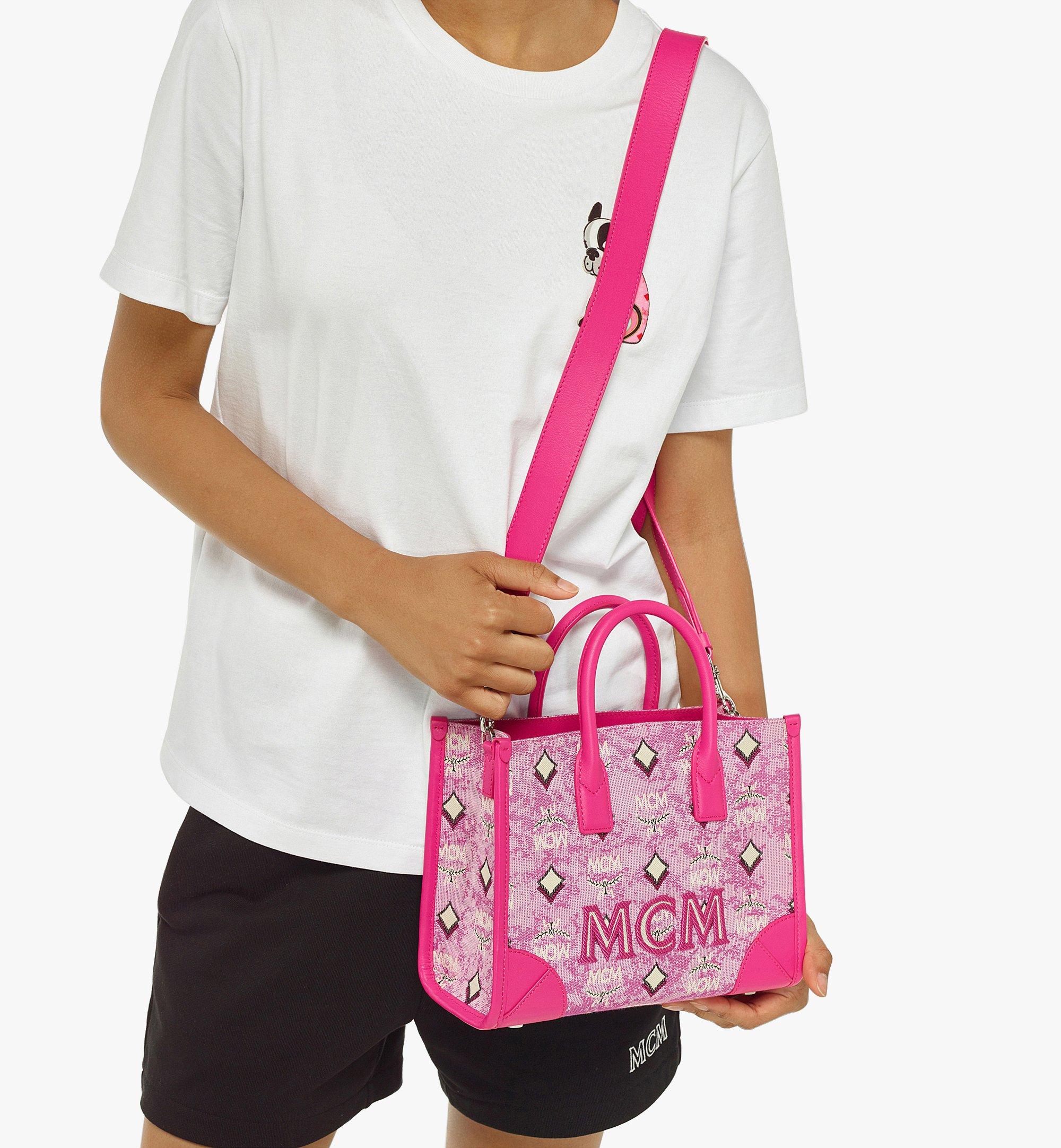 Small Munchen Tote in Vintage Monogram Jacquard Pink MCM CA