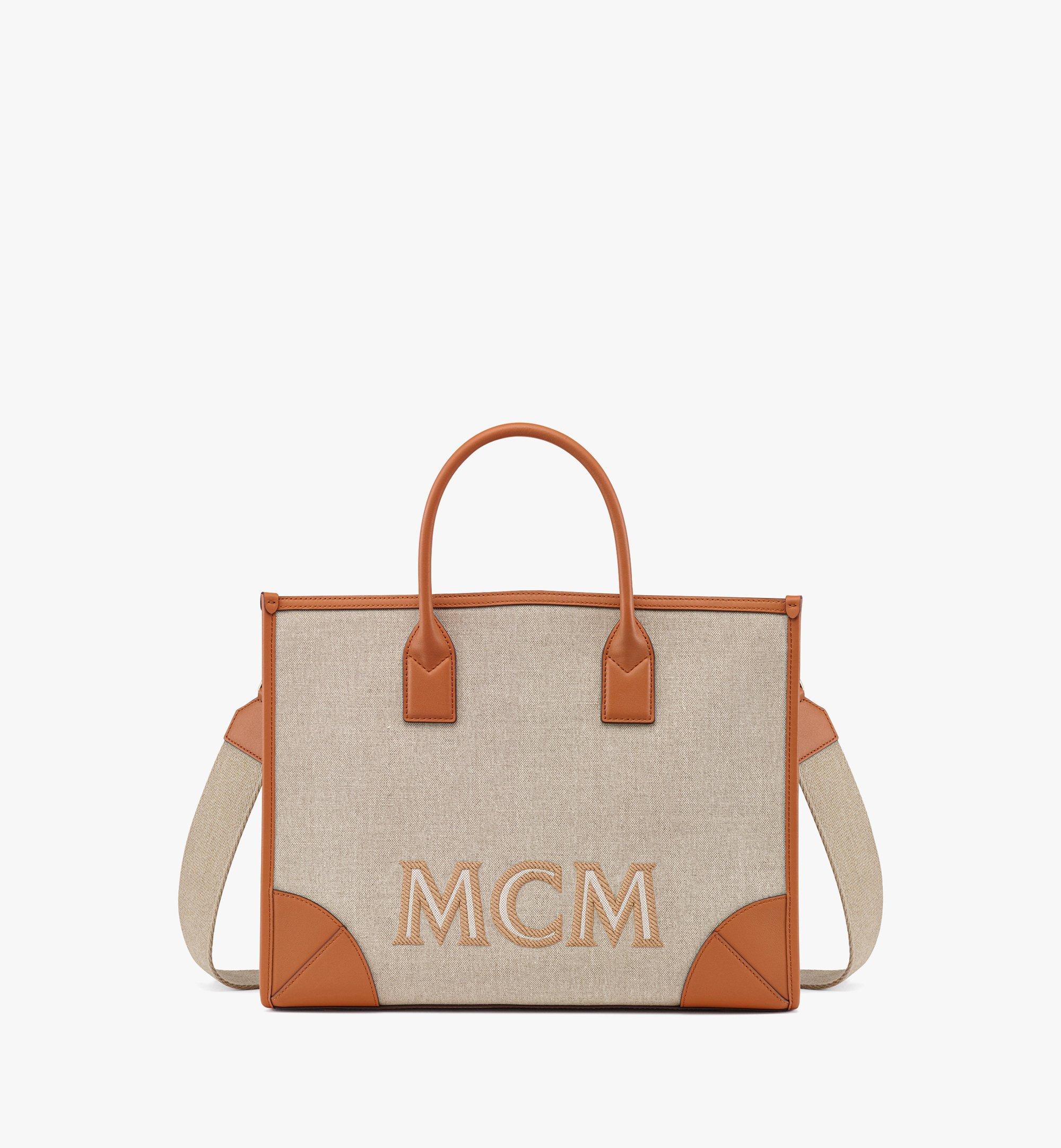 MCM กระเป๋าโท้ท München ทำจากผ้าแคนวาสอิตาลี Cognac MWTCABO04CO001 มุมมองอื่น 1