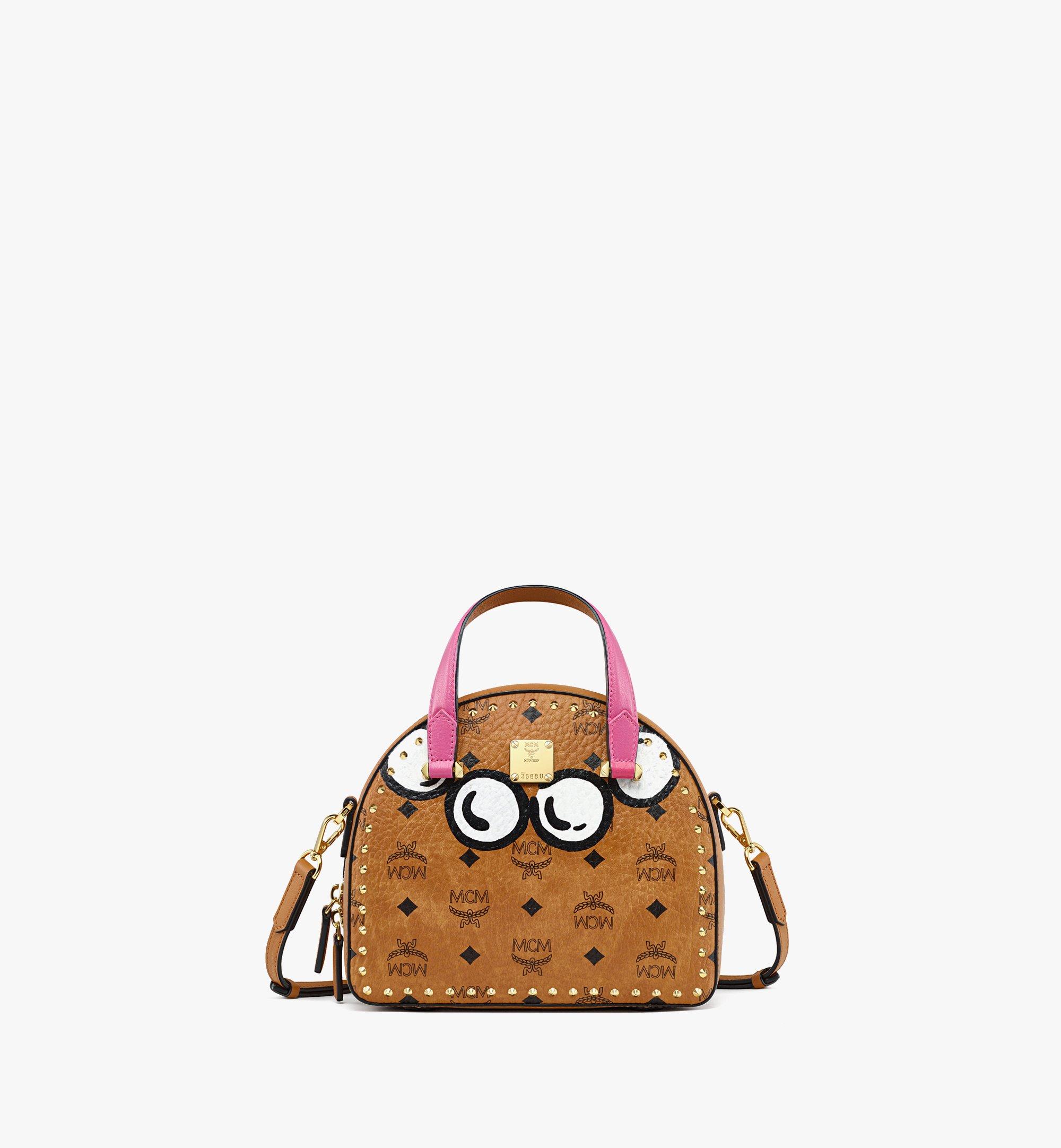MCM Fun & Joy Upcycling Project Half Moon Tote in Studded Visetos Cognac MWTCAUP18CO001 Alternate View 1