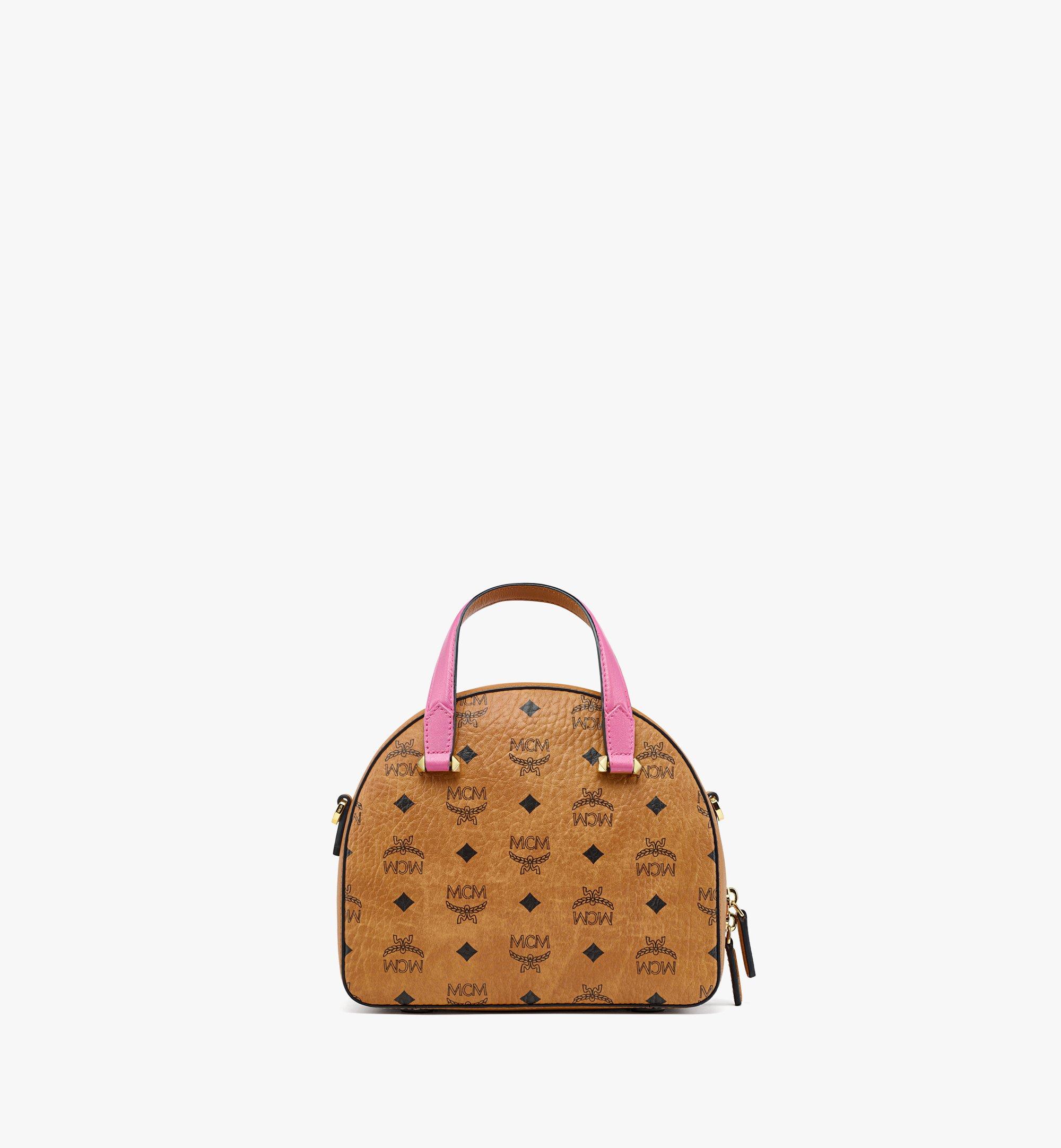 MCM Half Moon Medium Visetos Canvas Tote Bag Cognac