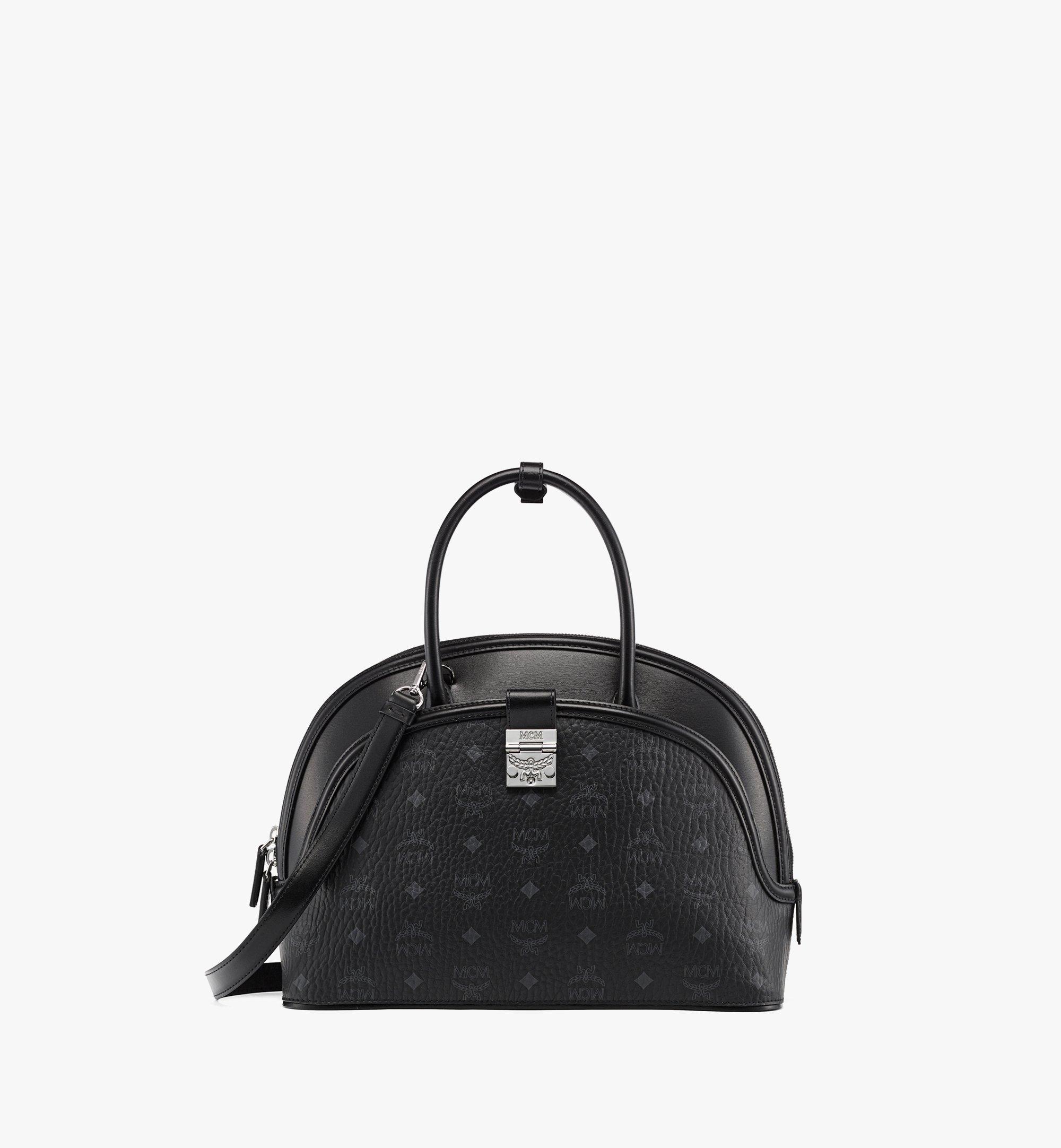 Mcm Tracy Visetos Coated Canvas Shoulder Bag in Black