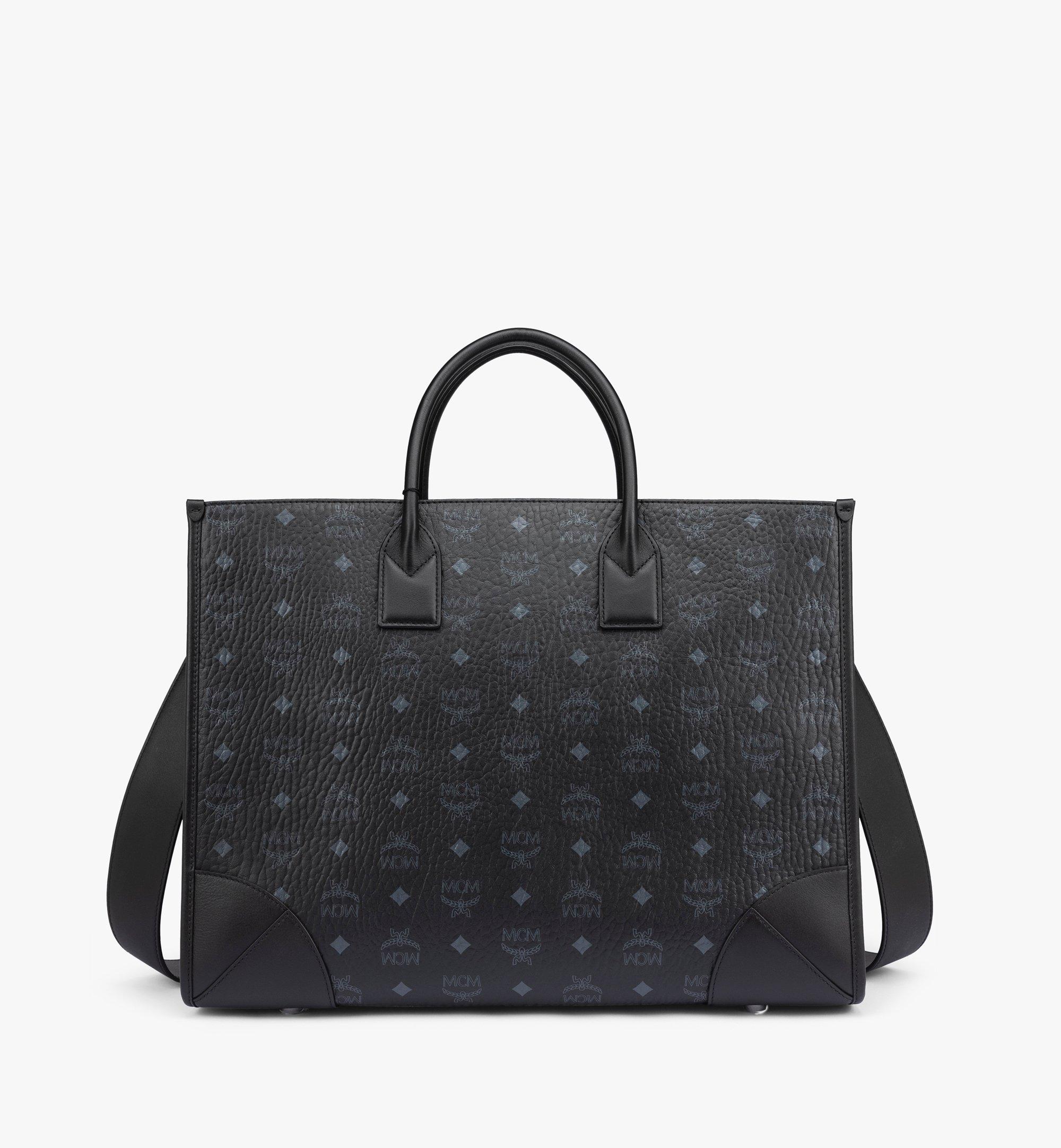 mcm black and white tote