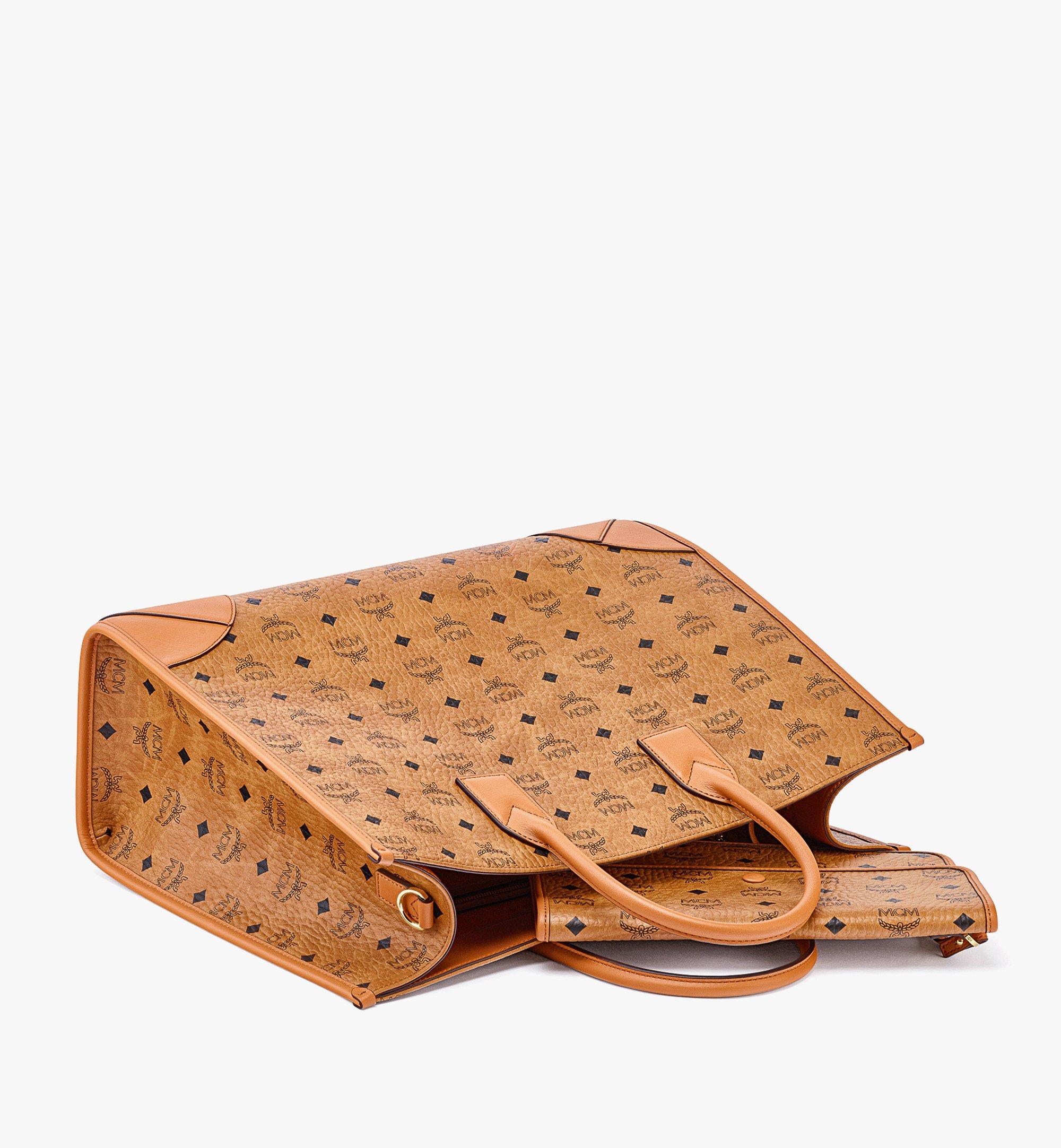 MCM Heritage Satchel Bag In Cognac Visetos in Brown