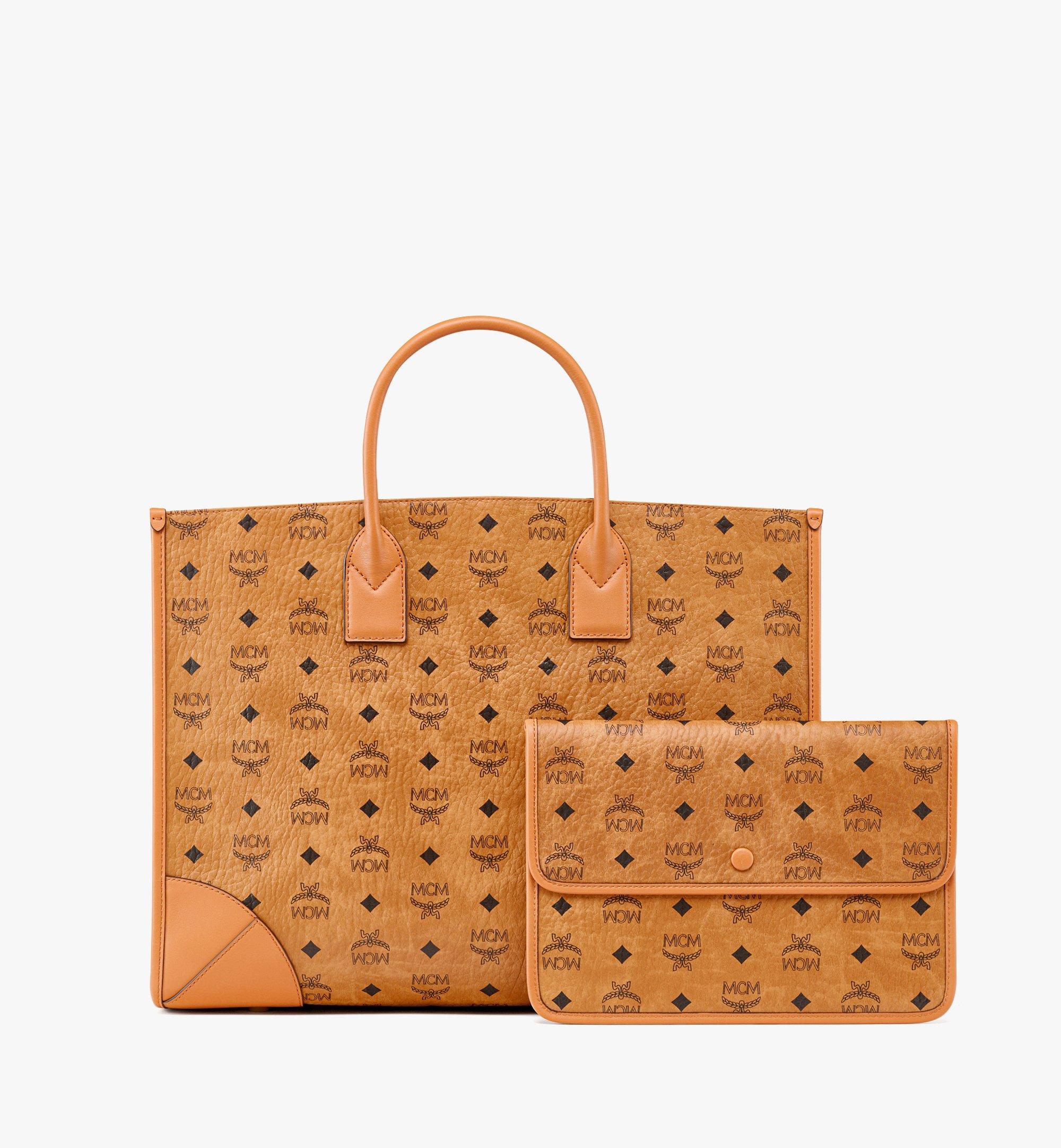 Mcm Large Leather Tote in Cognac