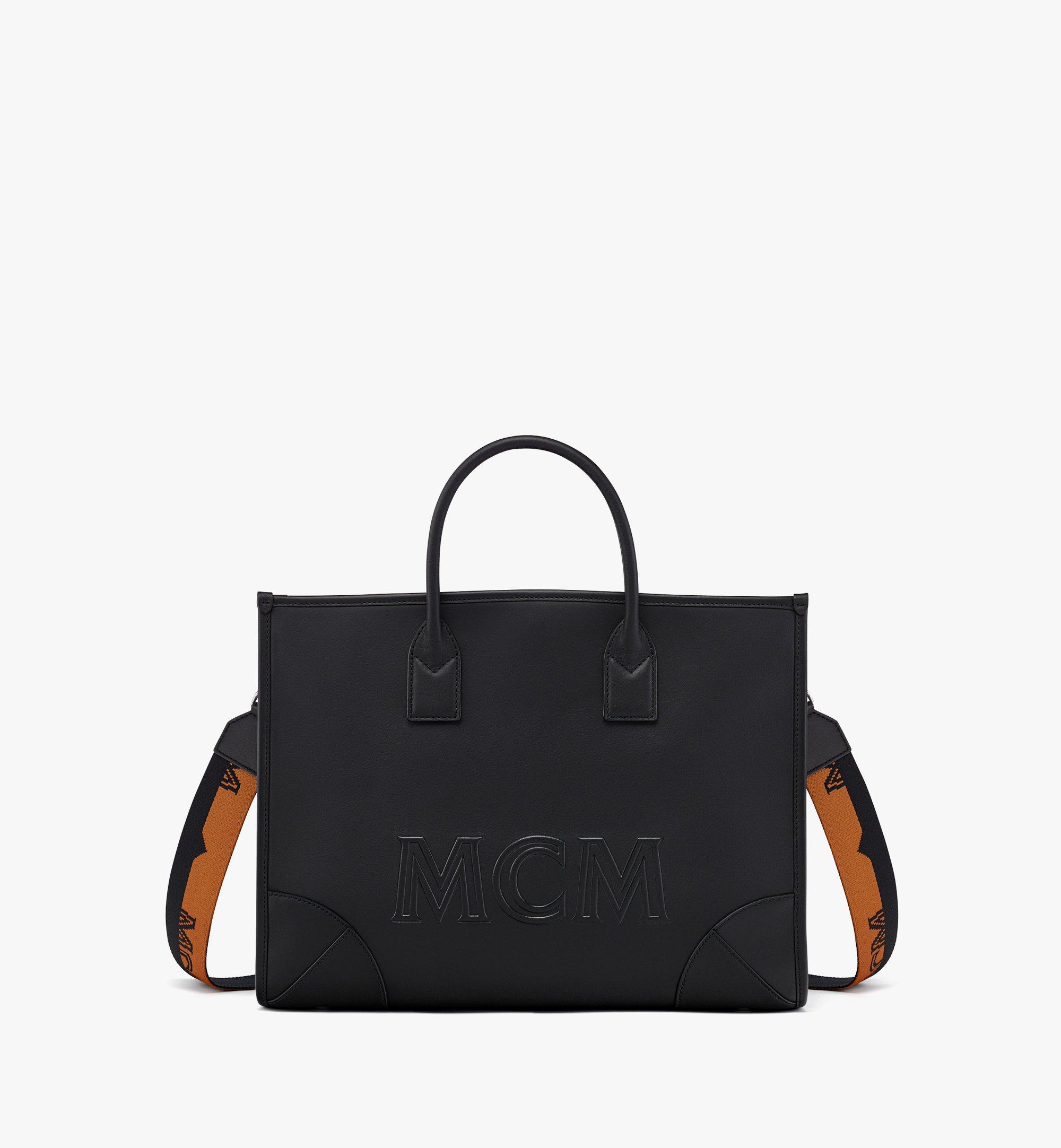 MCM Yris Medium Leather Shopper Tote Bag Black