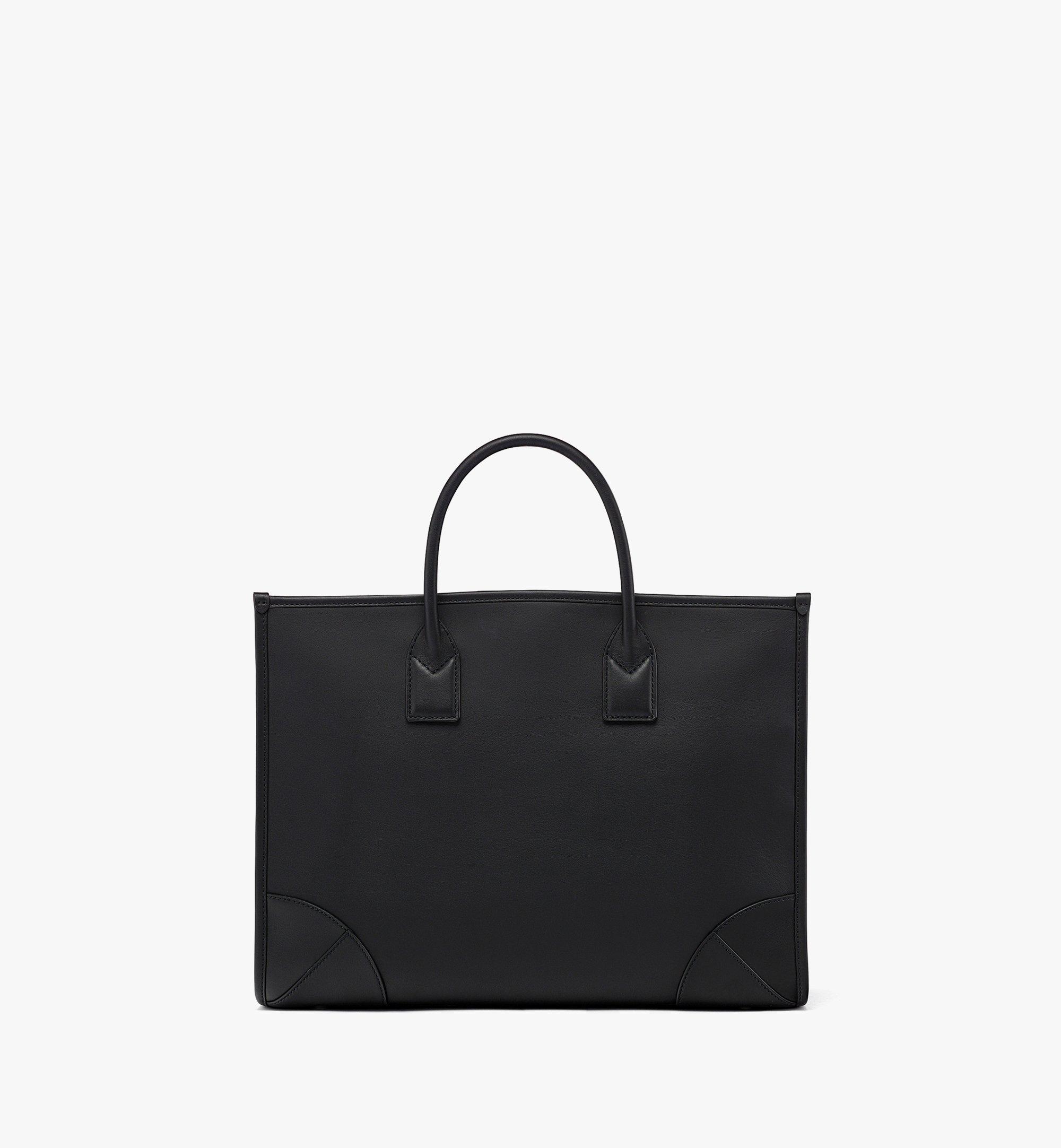 Mcm Large Munchen Tote in Spanish Calf Leather - Black