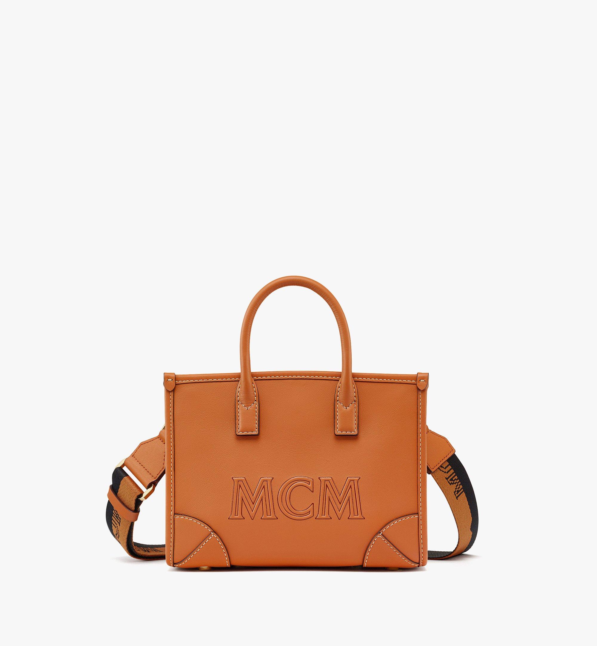 Mcm Large Leather Tote in Cognac