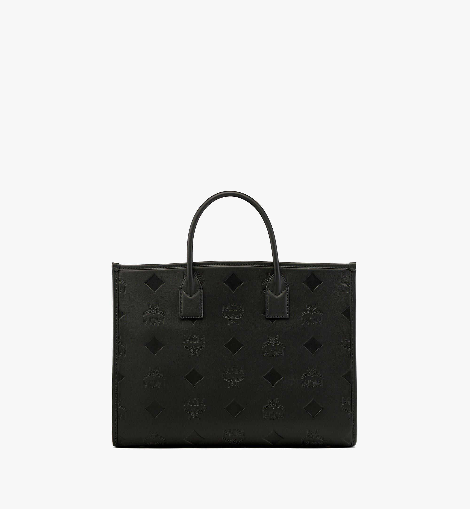 Mcm black 2024 leather tote bag