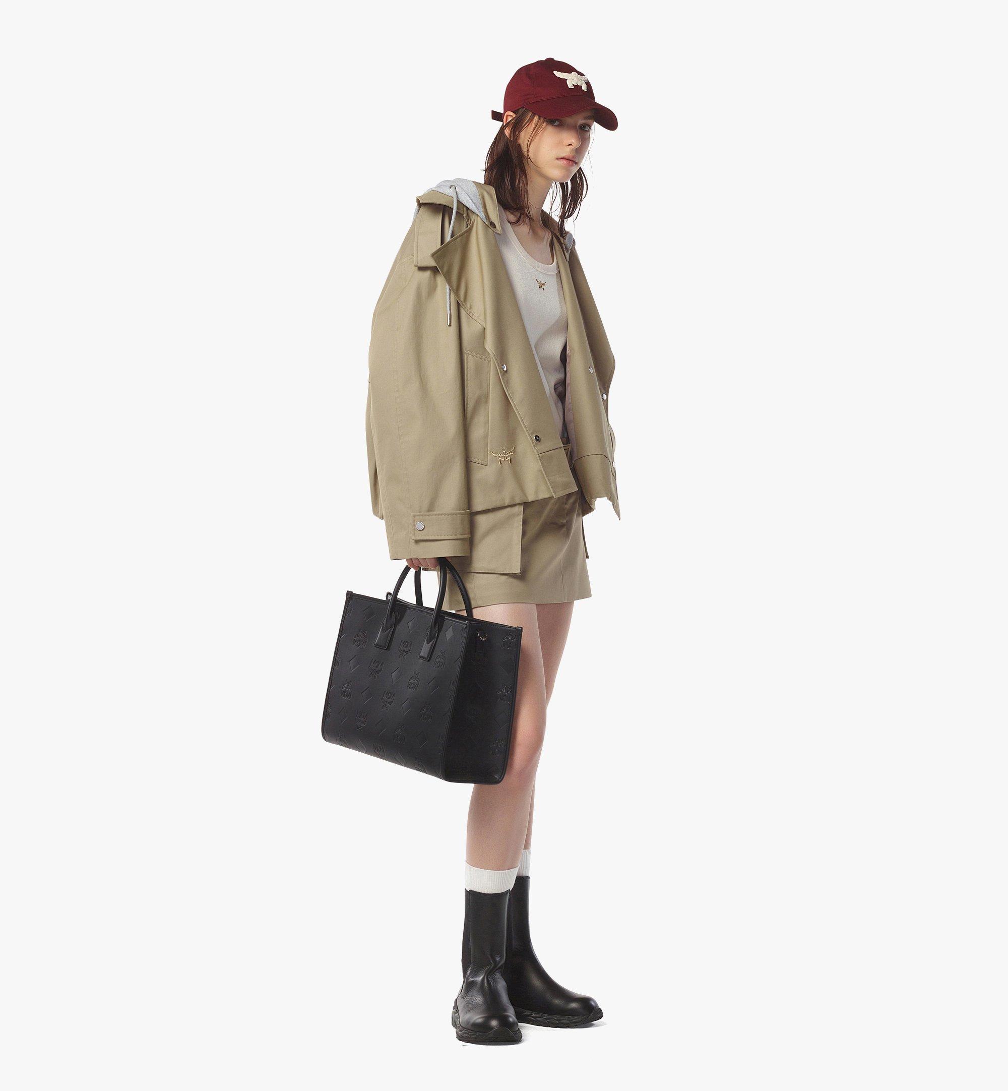 Large München Tragetasche aus Leder mit Maxi-Monogramm Schwarz 