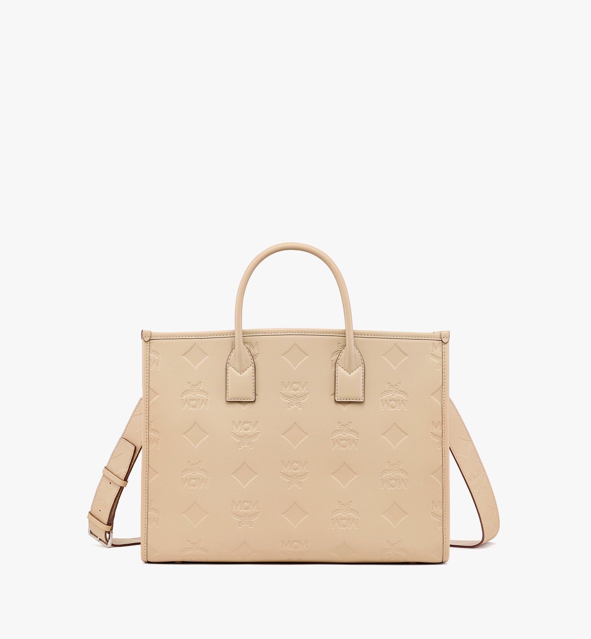 MCM München トートバッグ - マキシモノグラムレザー Beige MWTDABO14I7001 ほかの角度から見る 1