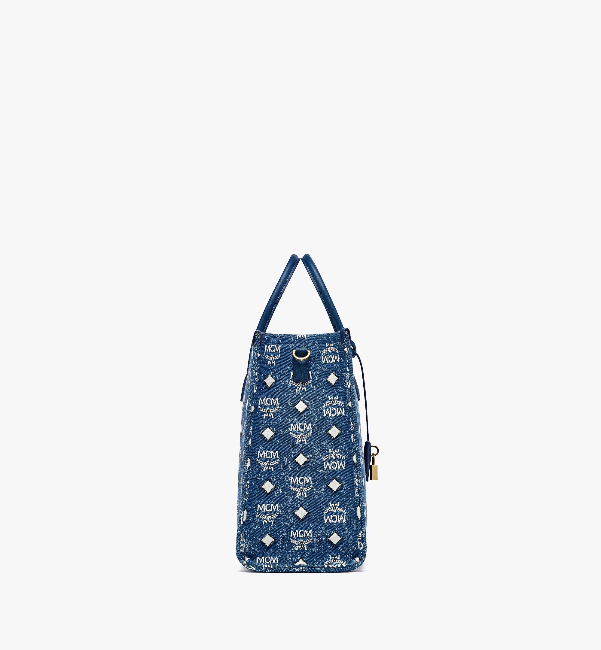 Mcm Aren Camera Bag in Vintage Denim Jacquard Denim Jacquard