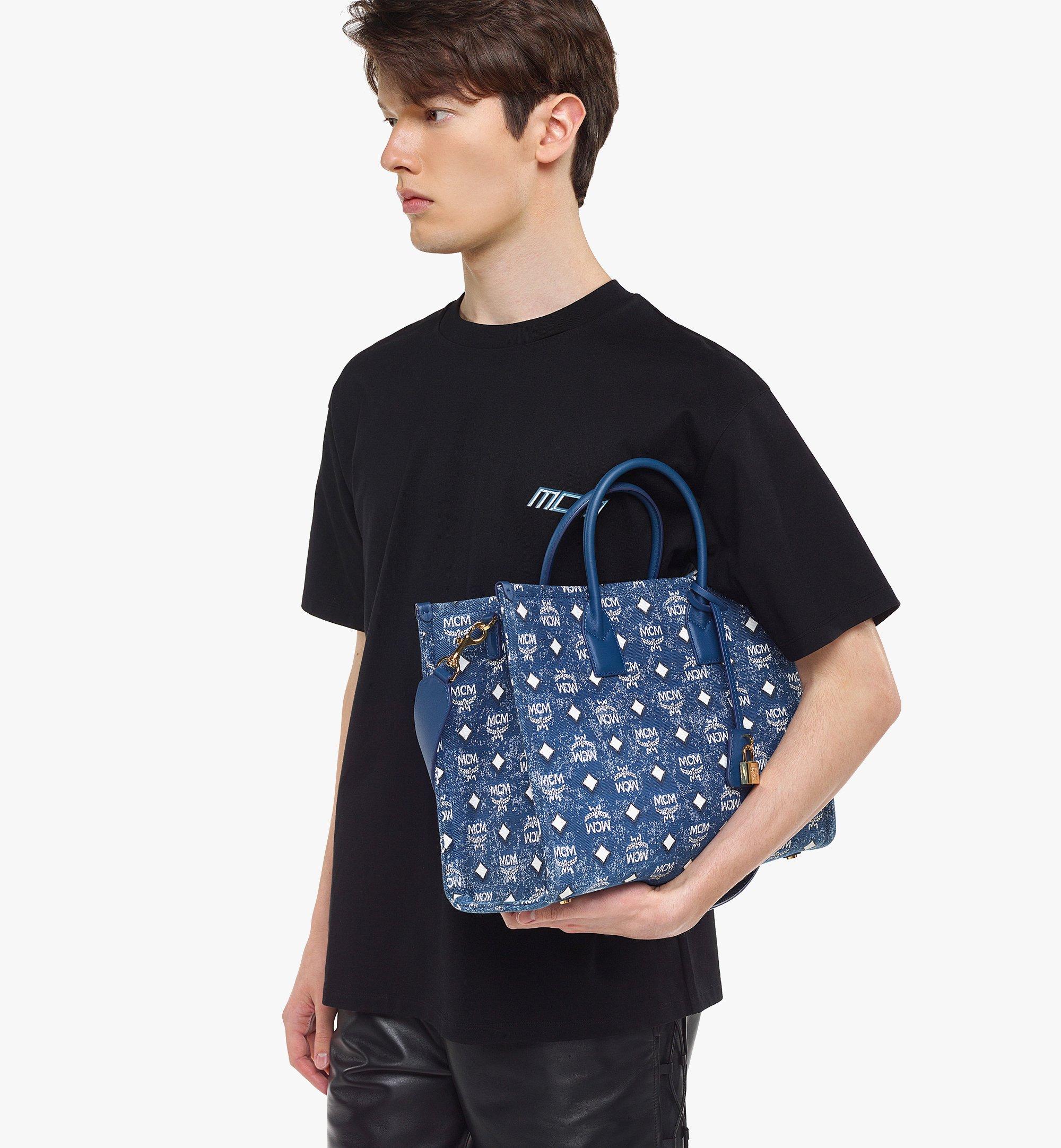 MCM 'münchen' Small Tote Bag in Blue