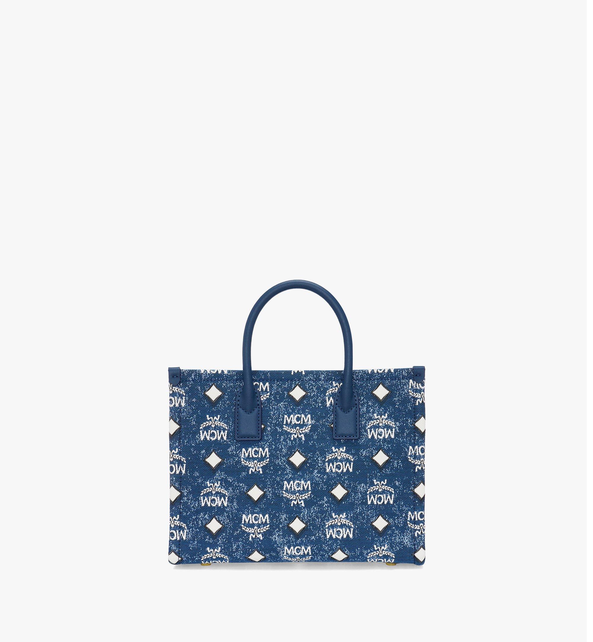 MCM LARGE MUNCHEN TOTE IN VINTAGE DENIM JACQUARD – Enzo Clothing Store