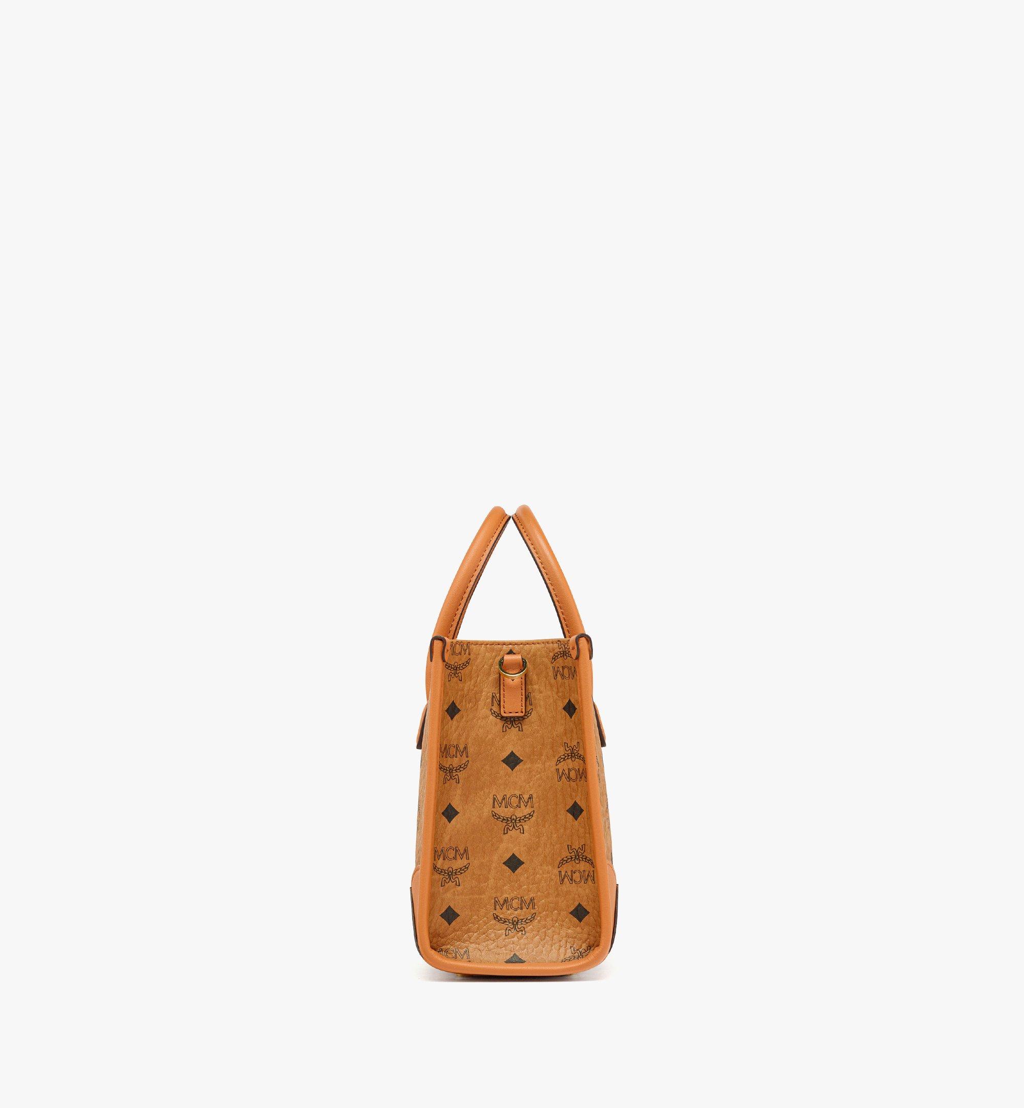 Mcm Visetos Small Munchen Tote - Cognac