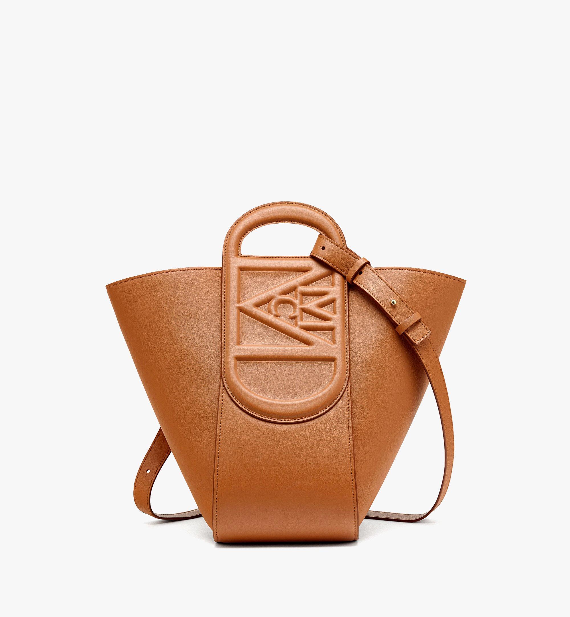 Mcm Large Leather Tote in Cognac