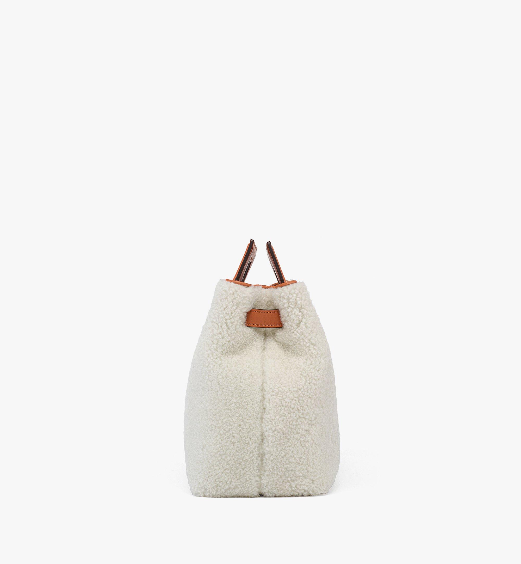 MCM Soft Diamond Tote in Shearling and Leather White MWTEAAK02WT001 Alternate View 1