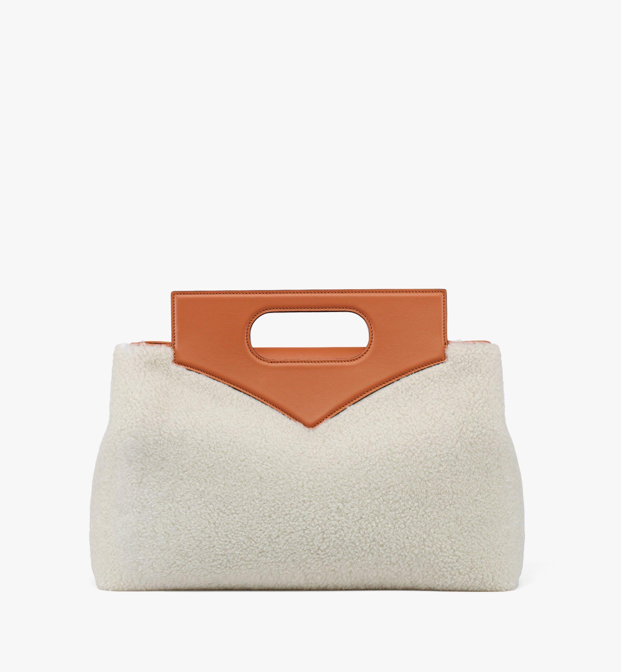 MCM Soft Diamond Tote in Shearling and Leather White MWTEAAK02WT001 Alternate View 3