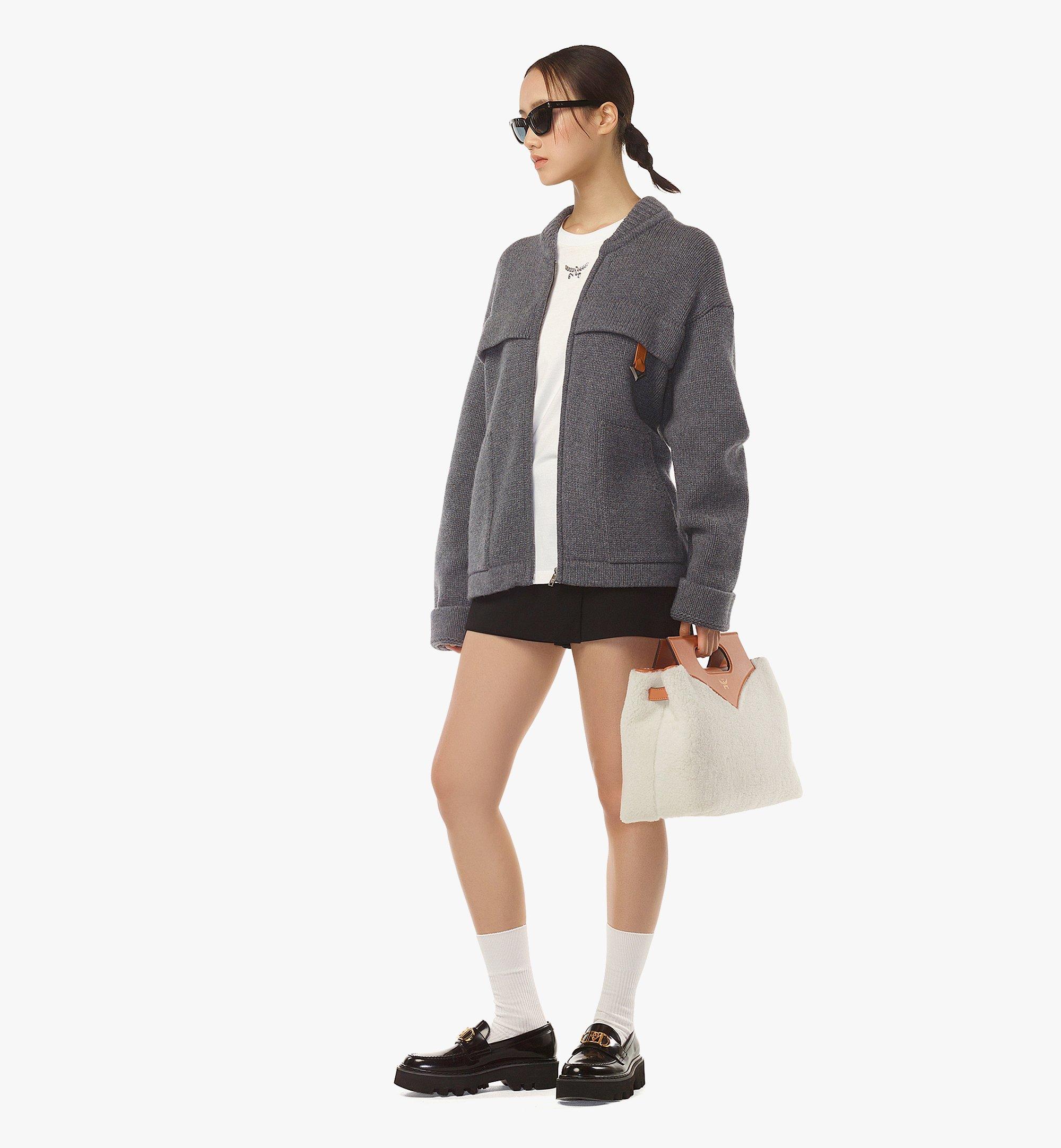 MCM Soft Diamond Tote in Shearling and Leather White MWTEAAK02WT001 Alternate View 4