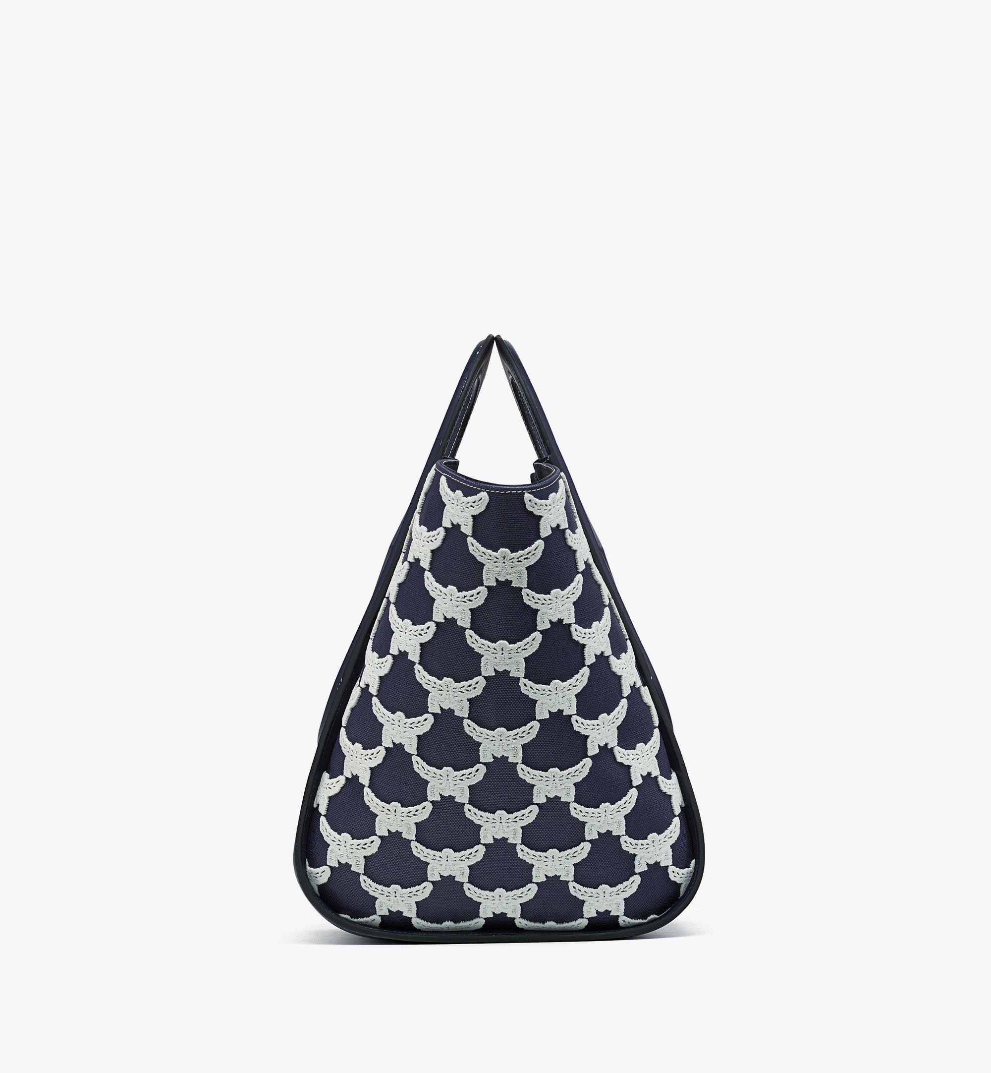 MCM Mode Travia Tote in Leather and Laurel Flocking Blue MWTEALD02VC001 Alternate View 1