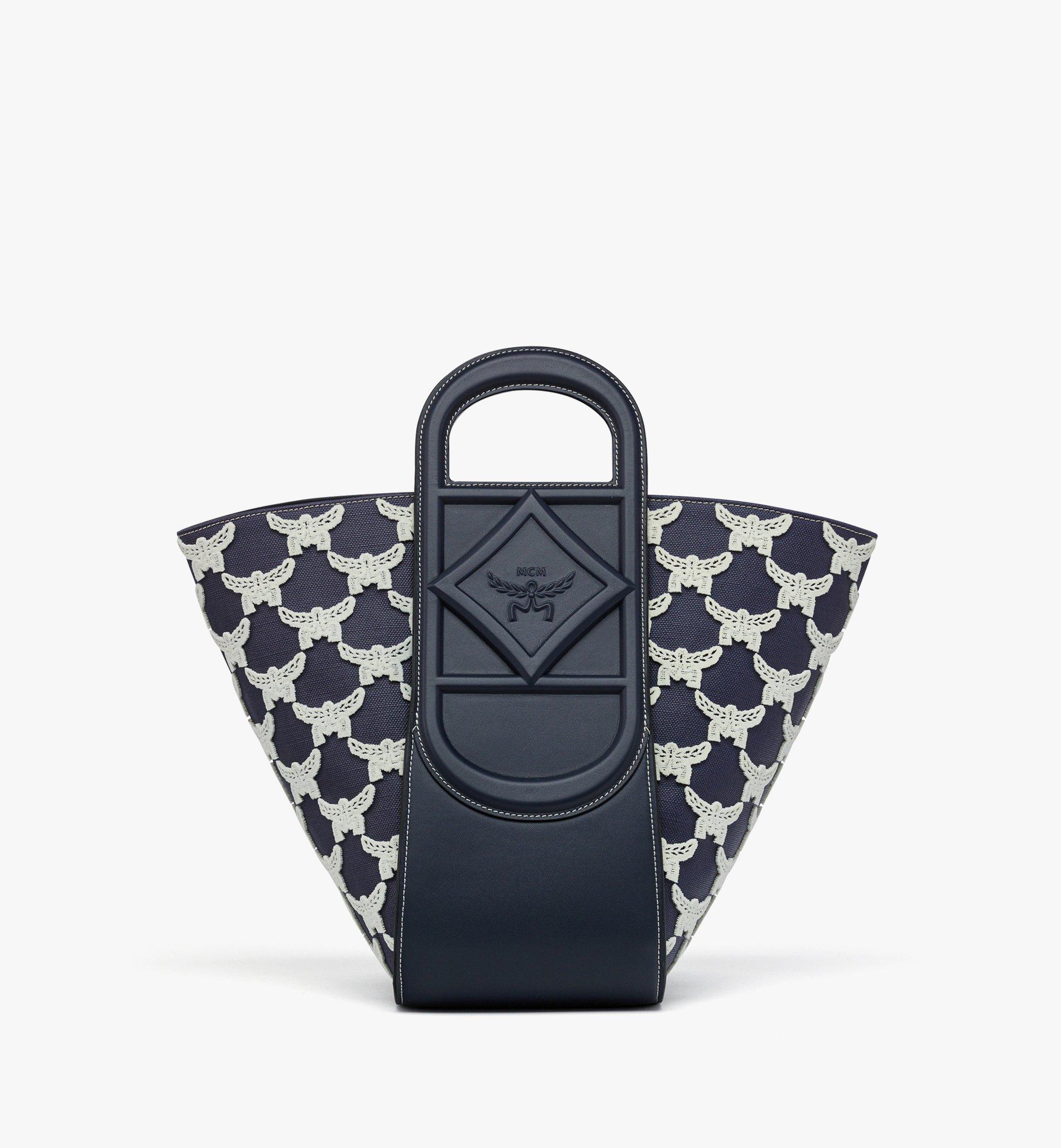 MCM Mode Travia Tote in Leather and Laurel Flocking Blue MWTEALD02VC001 Alternate View 3