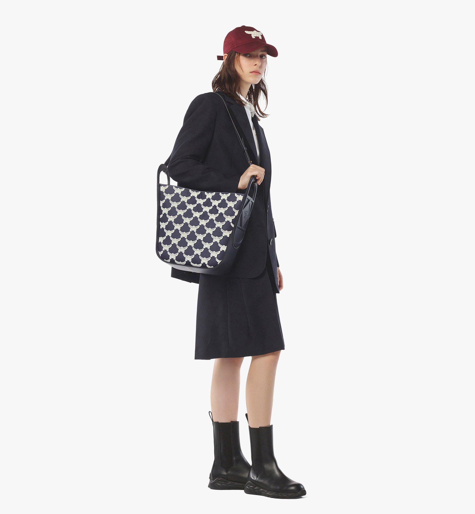 MCM Mode Travia Tote in Leather and Laurel Flocking Blue MWTEALD02VC001 Alternate View 5