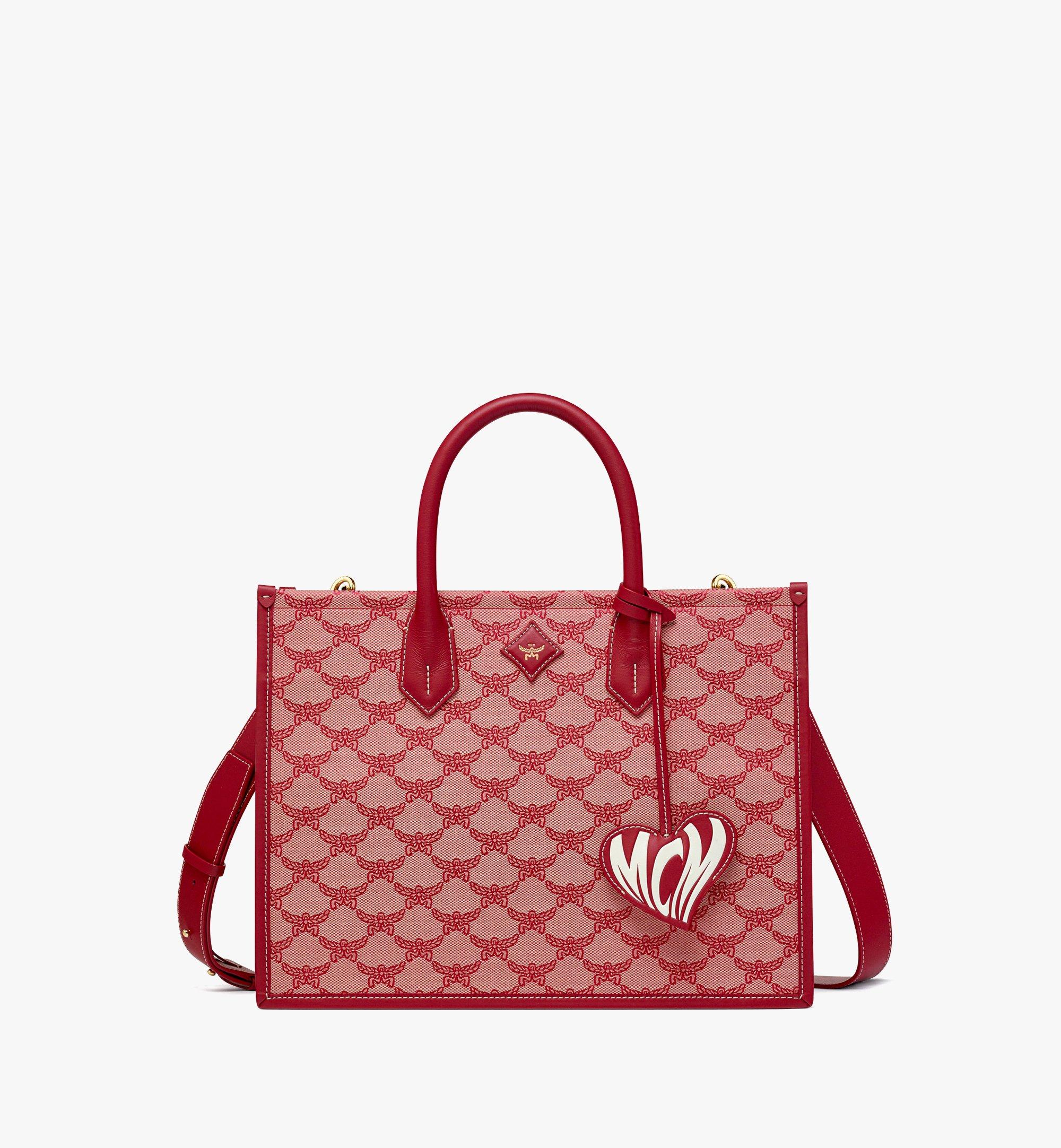 Red mcm best sale tote bags