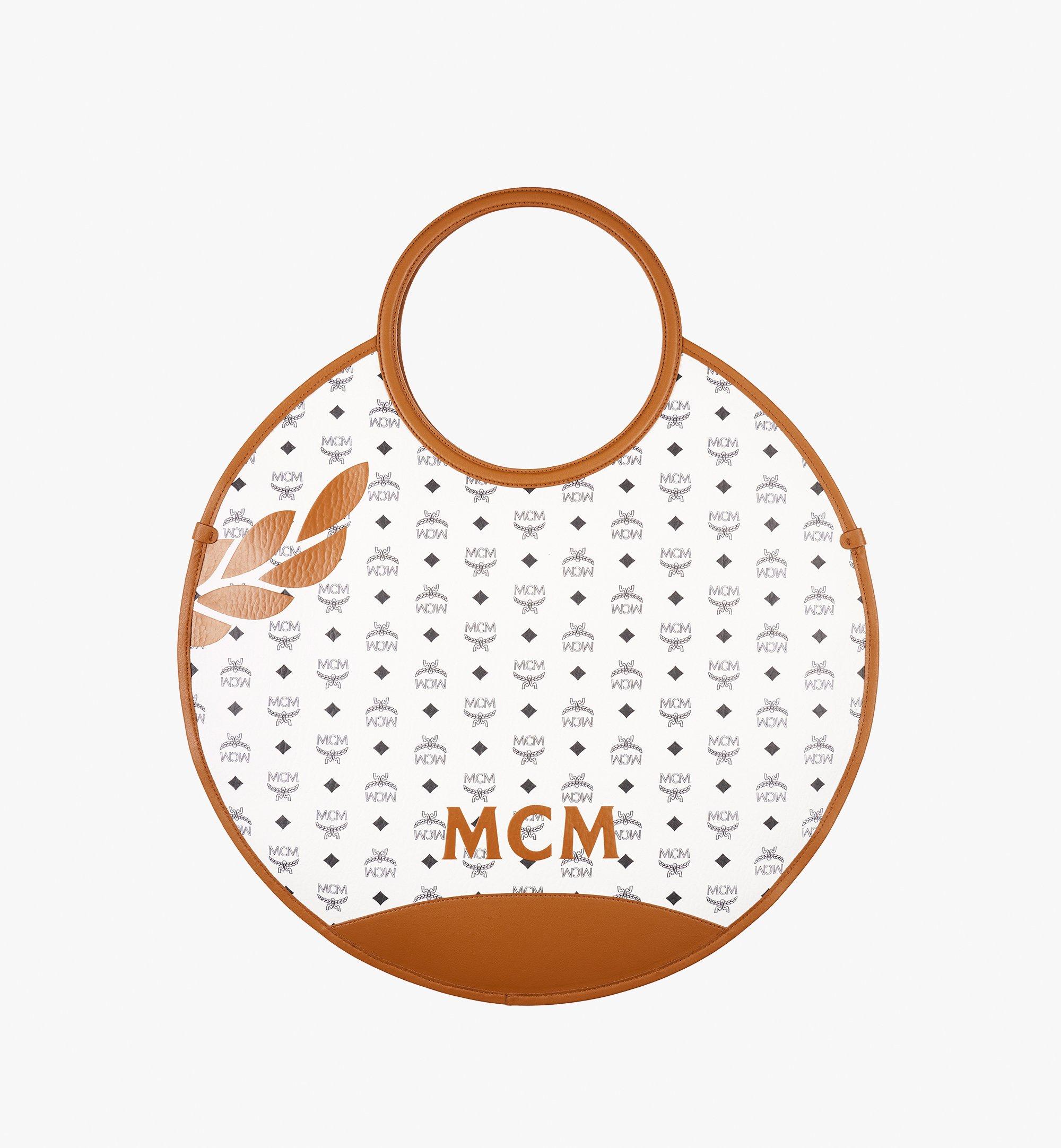 MCM Aren Fold Tote in Mega Laurel Visetos White MWTESTA06WT001 Alternate View 2