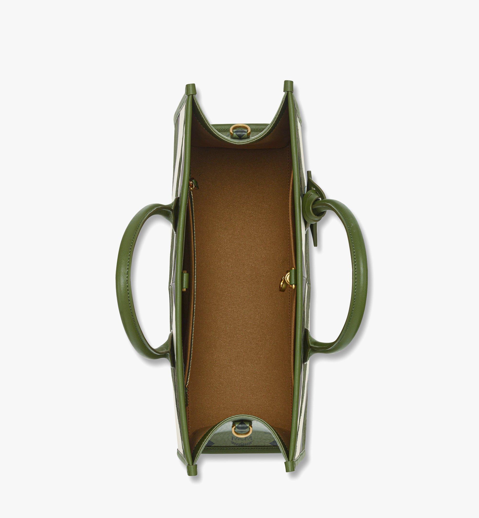 MCM München Tote in Mega Herringbone Suede Green MWTFABO01K9001 Alternate View 2