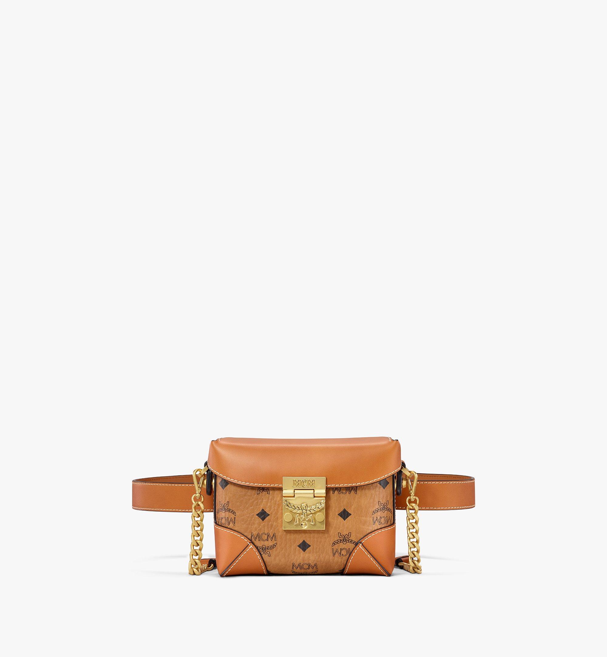 MCM Tracy Shoulder Bag Mini Visetos Cognac