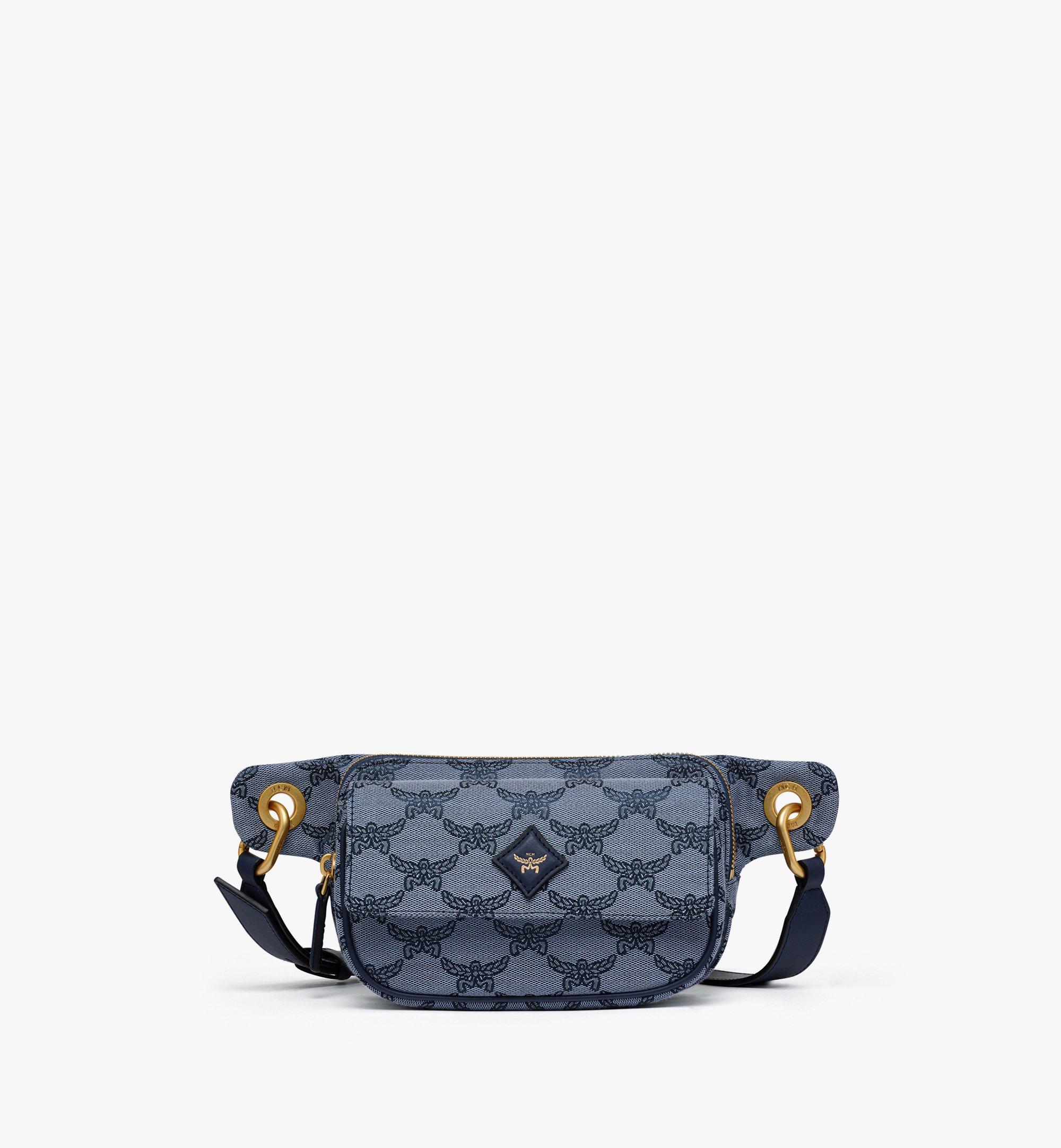 Blue mcm fanny pack best sale