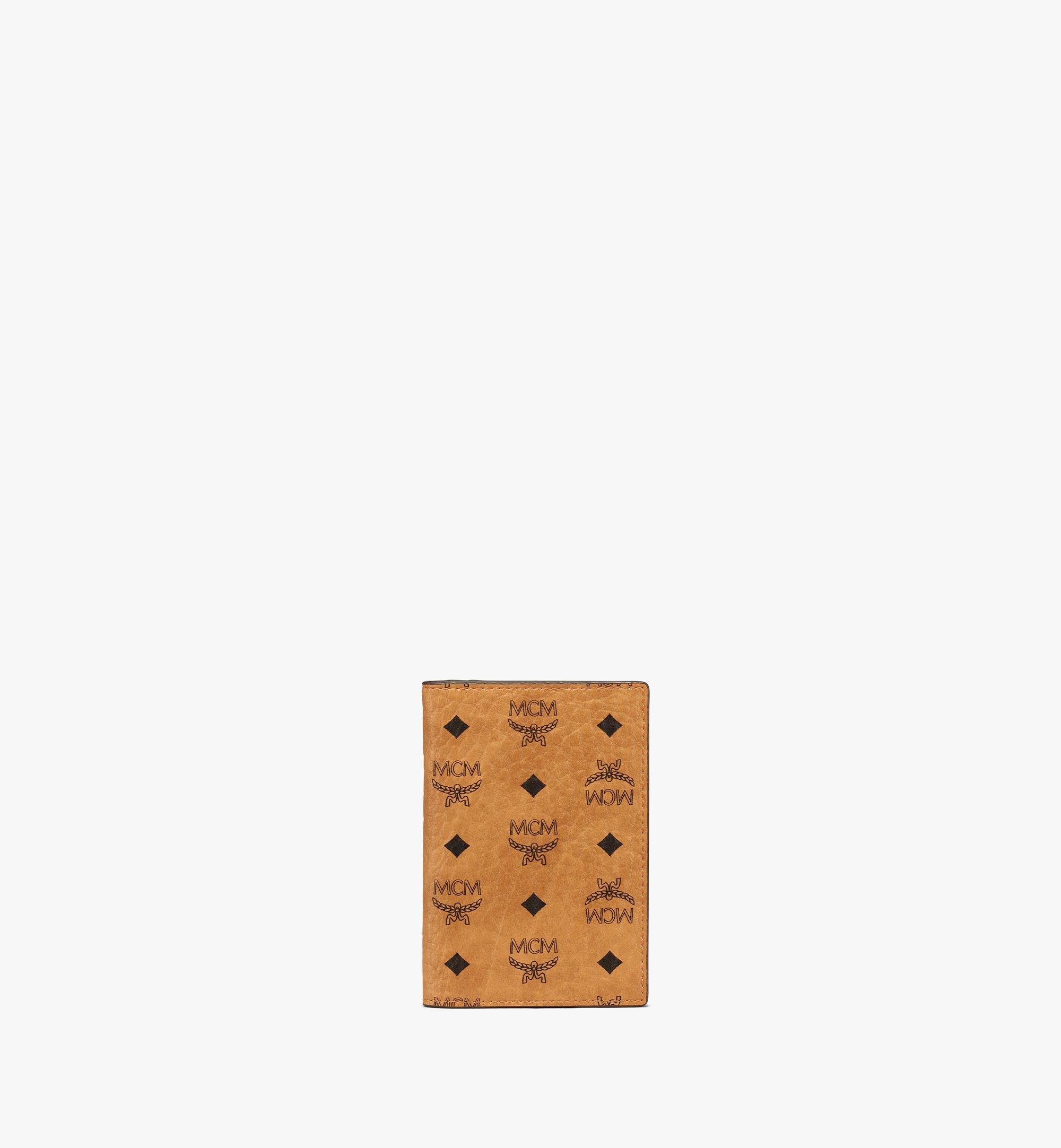 Mini Bifold Zip Card Wallet in Visetos Original Cognac