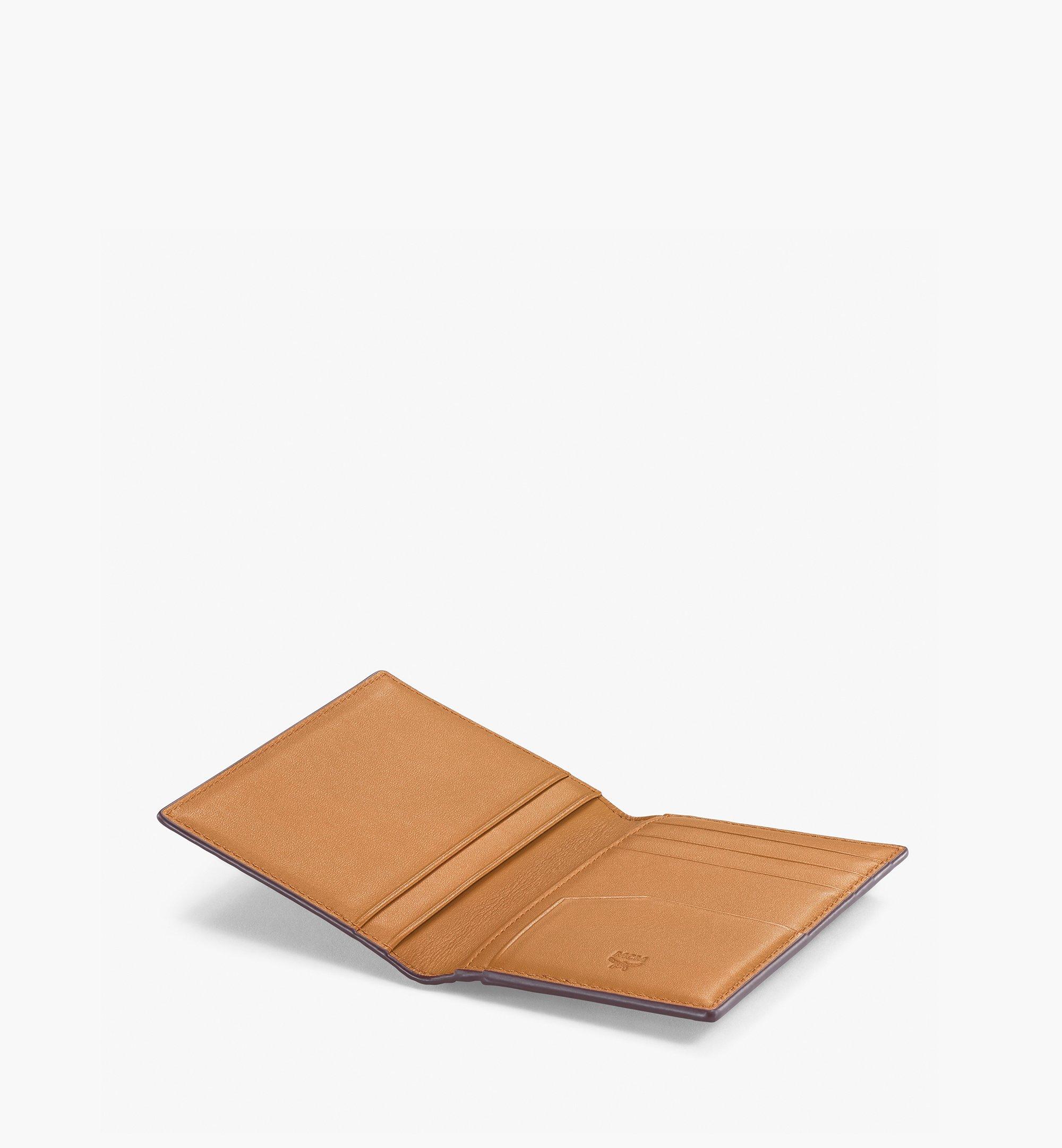 Mini Bifold Zip Card Wallet in Visetos Original Cognac