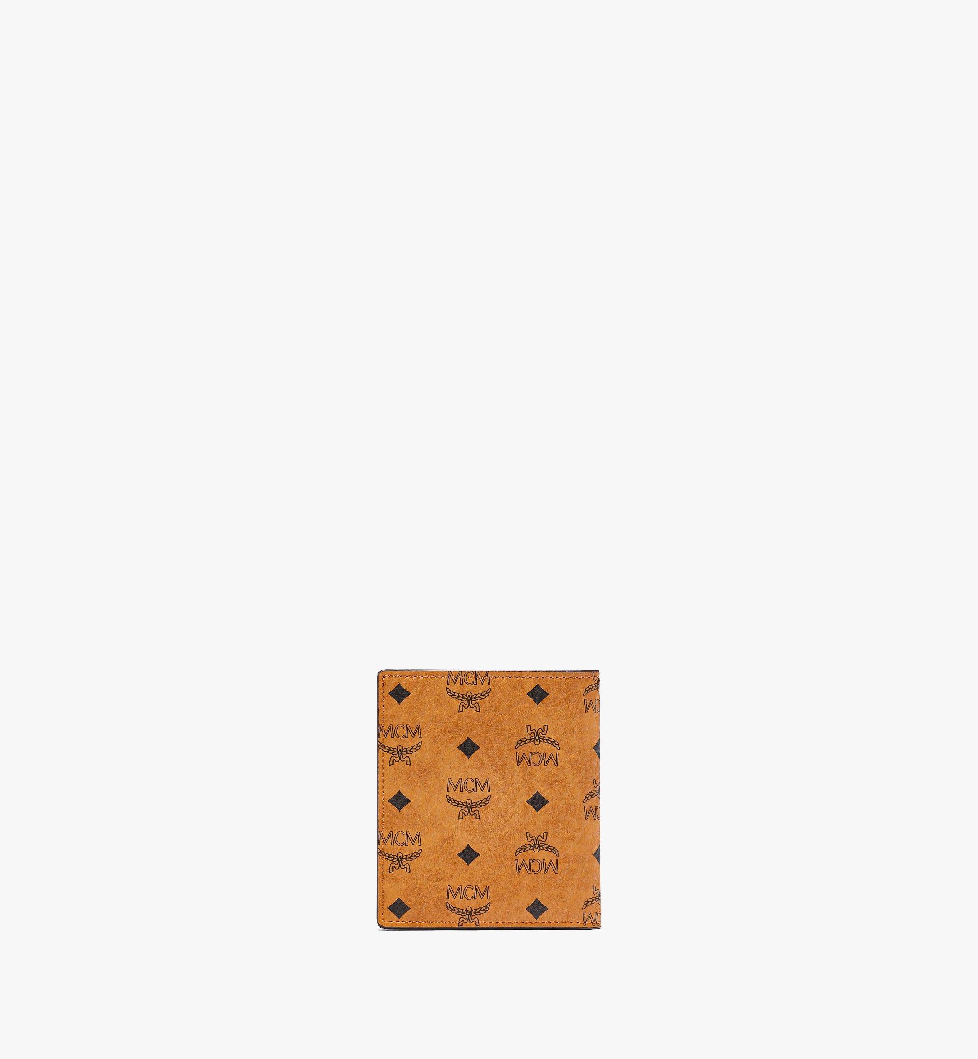 Mini Bifold Zip Card Wallet in Visetos Original Cognac