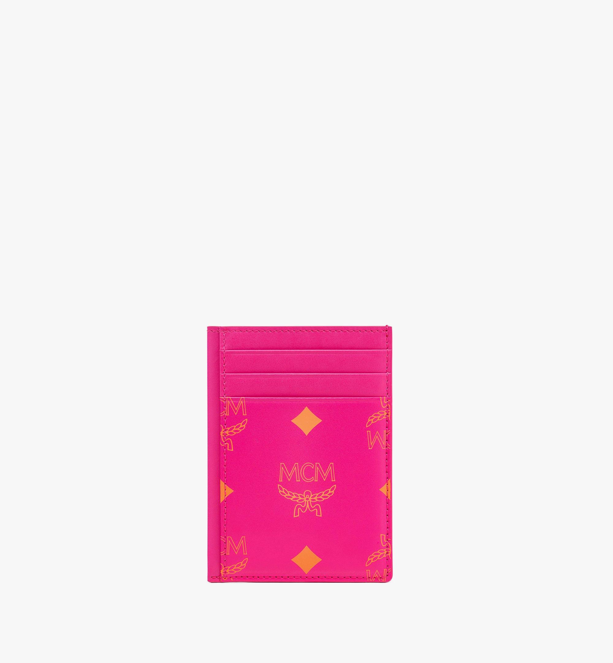 MCM N/S Card Case in Color Splash Logo Leather Pink MXACSSX01QR001 Alternate View 1