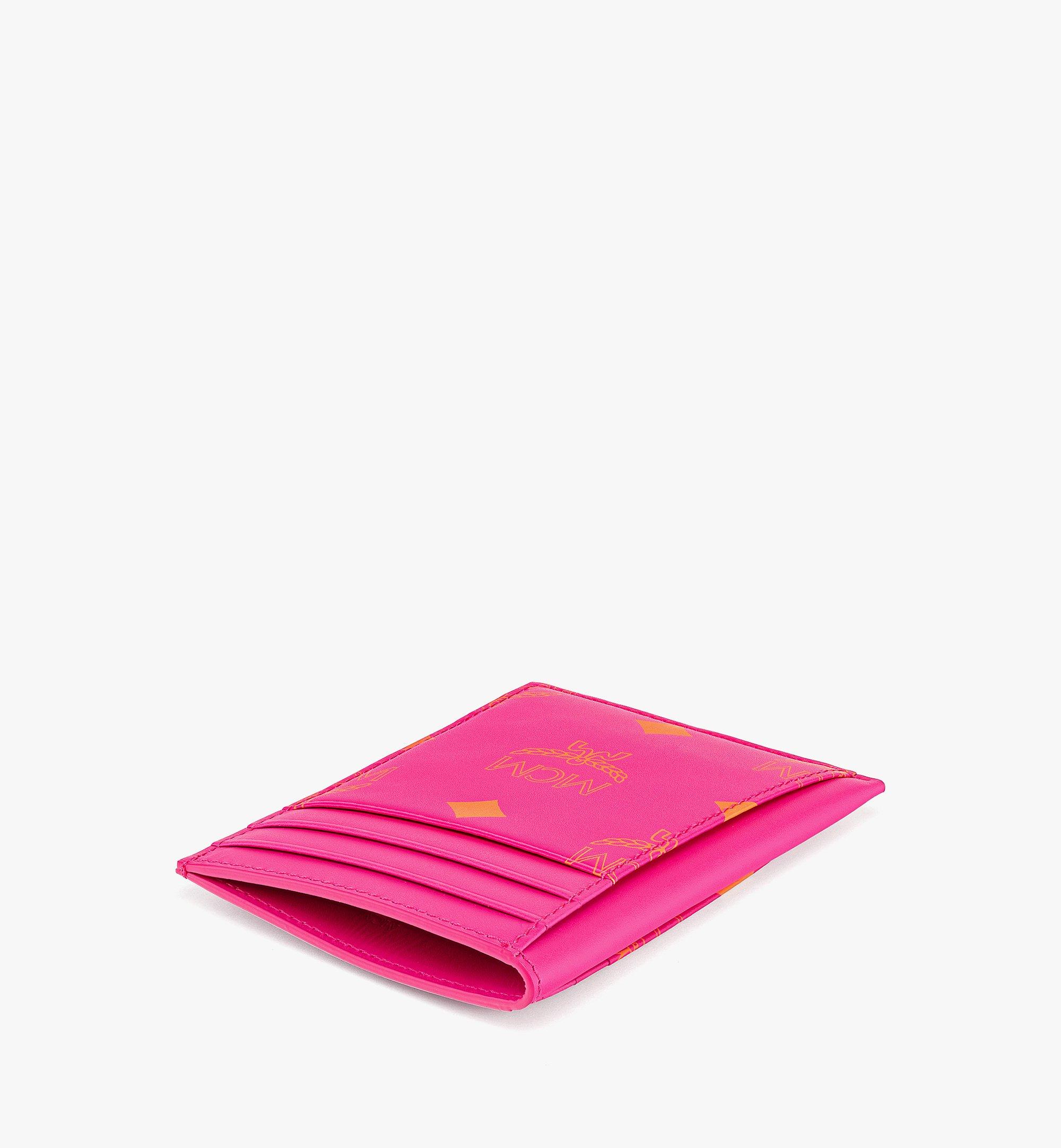 MCM N/S Card Case in Color Splash Logo Leather Pink MXACSSX01QR001 Alternate View 1