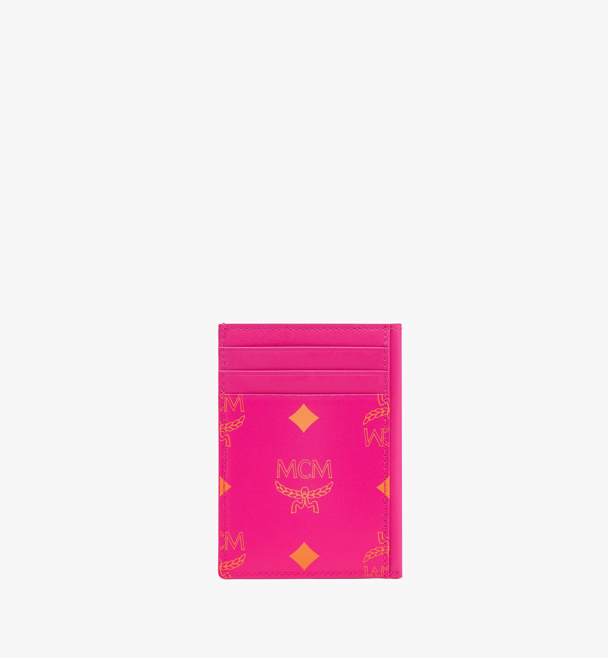 MCM N/S Card Case in Color Splash Logo Leather Pink MXACSSX01QR001 Alternate View 2