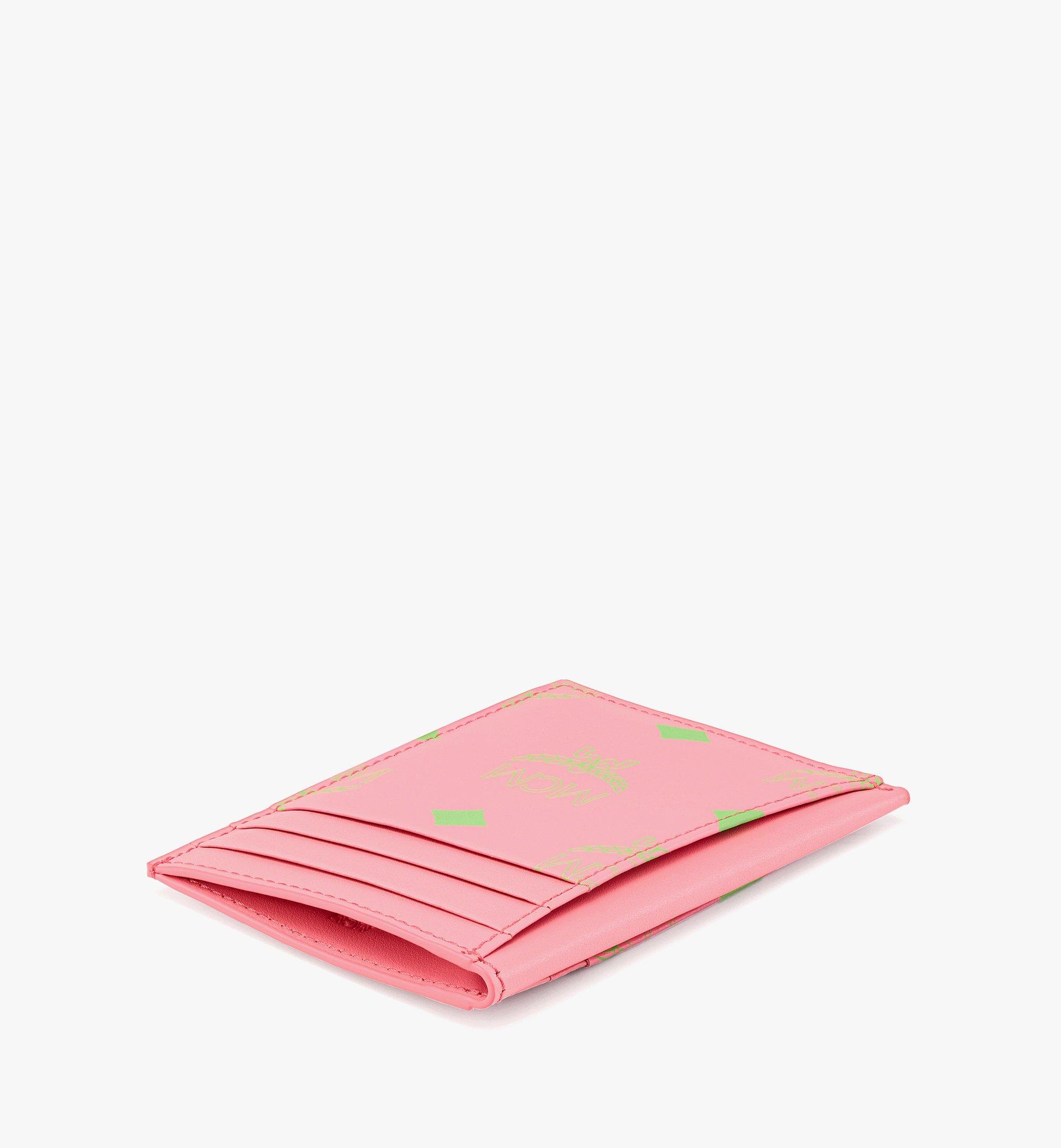 MCM N/S Card Case in Color Splash Logo Leather Pink MXACSSX01QV001 Alternate View 1