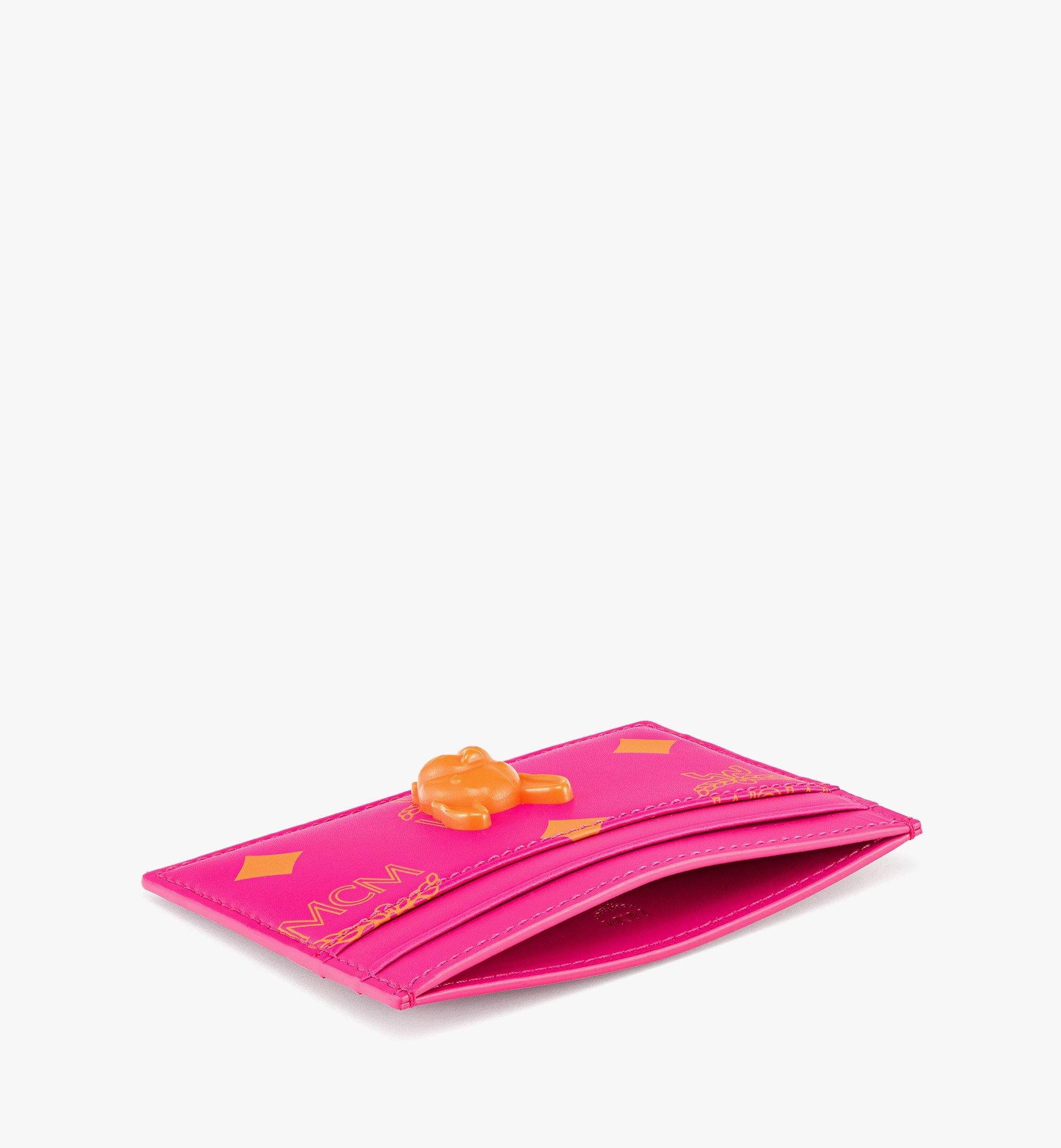 MCM M Pup Card Case in Color Splash Logo Leather Pink MXACSSX02QR001 Alternate View 1