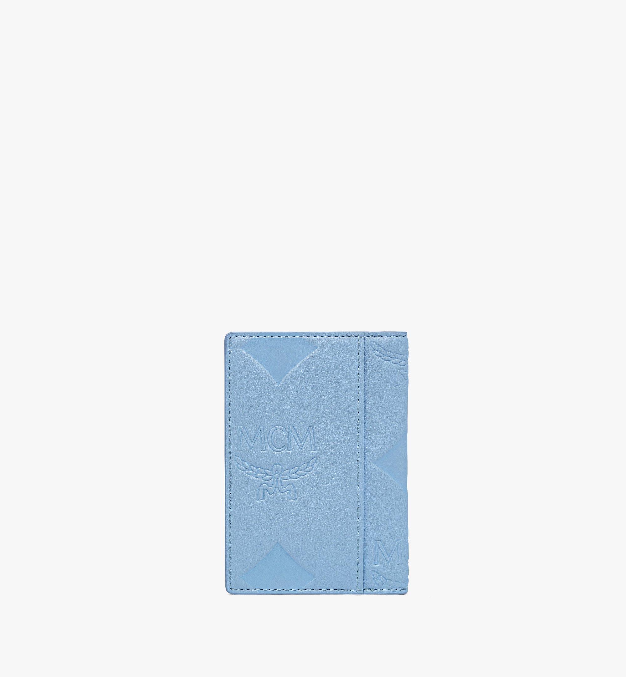 One Size Aren Bifold Card Wallet in Maxi Monogram Leather Blue MCM ®TH