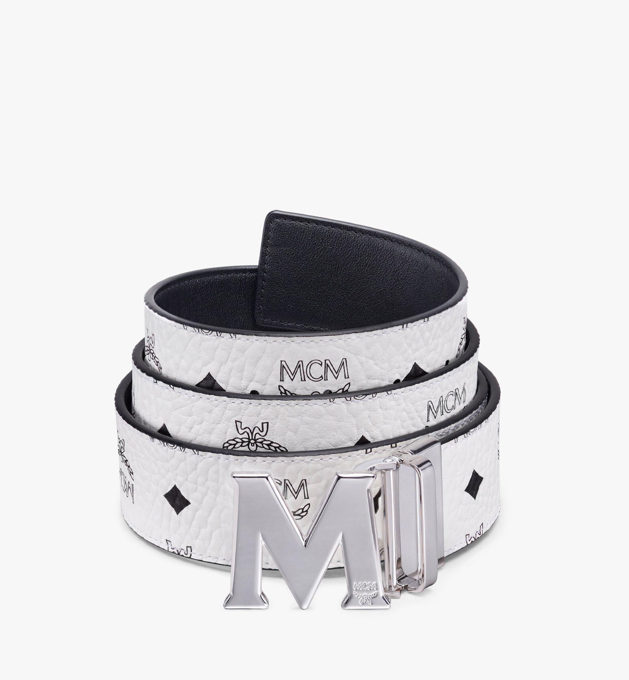 white reversible mcm belt