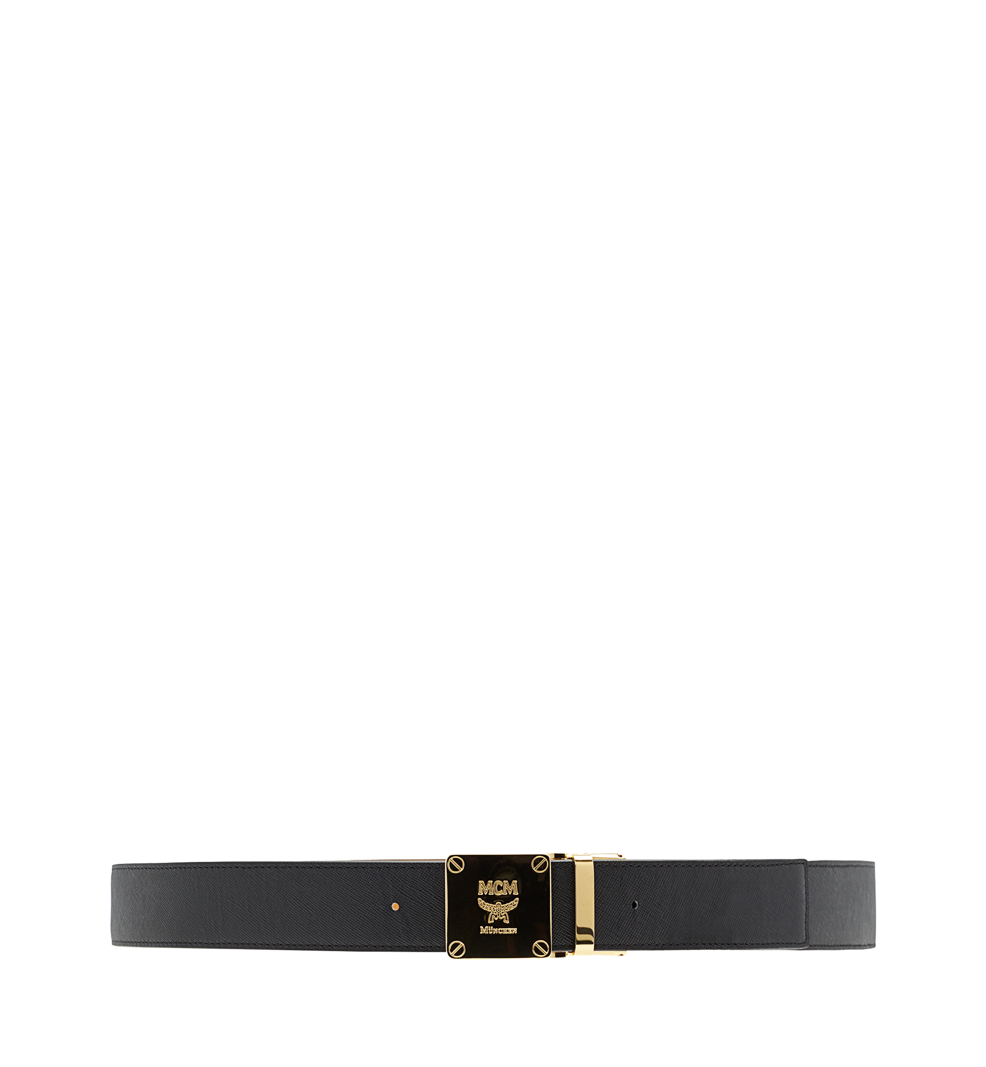 MCM Ceinture à boucle or et plaque en laiton 3,81 cm en Visetos Cognac MXB6SVI95CO130 Plus de photos 2