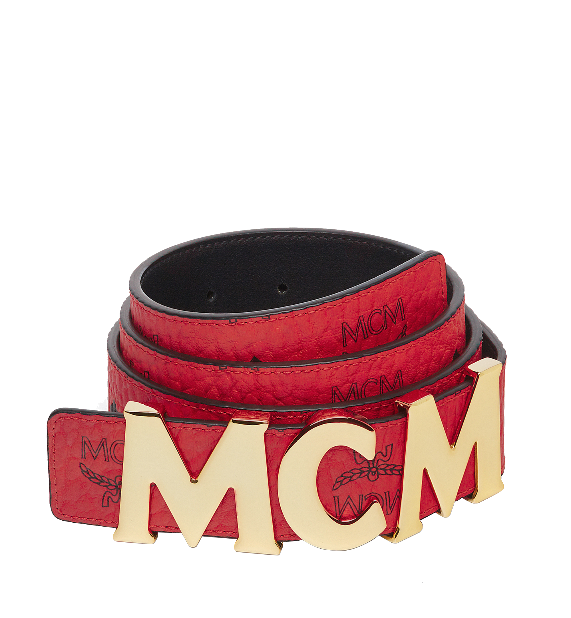 Mcm black shop and red belt