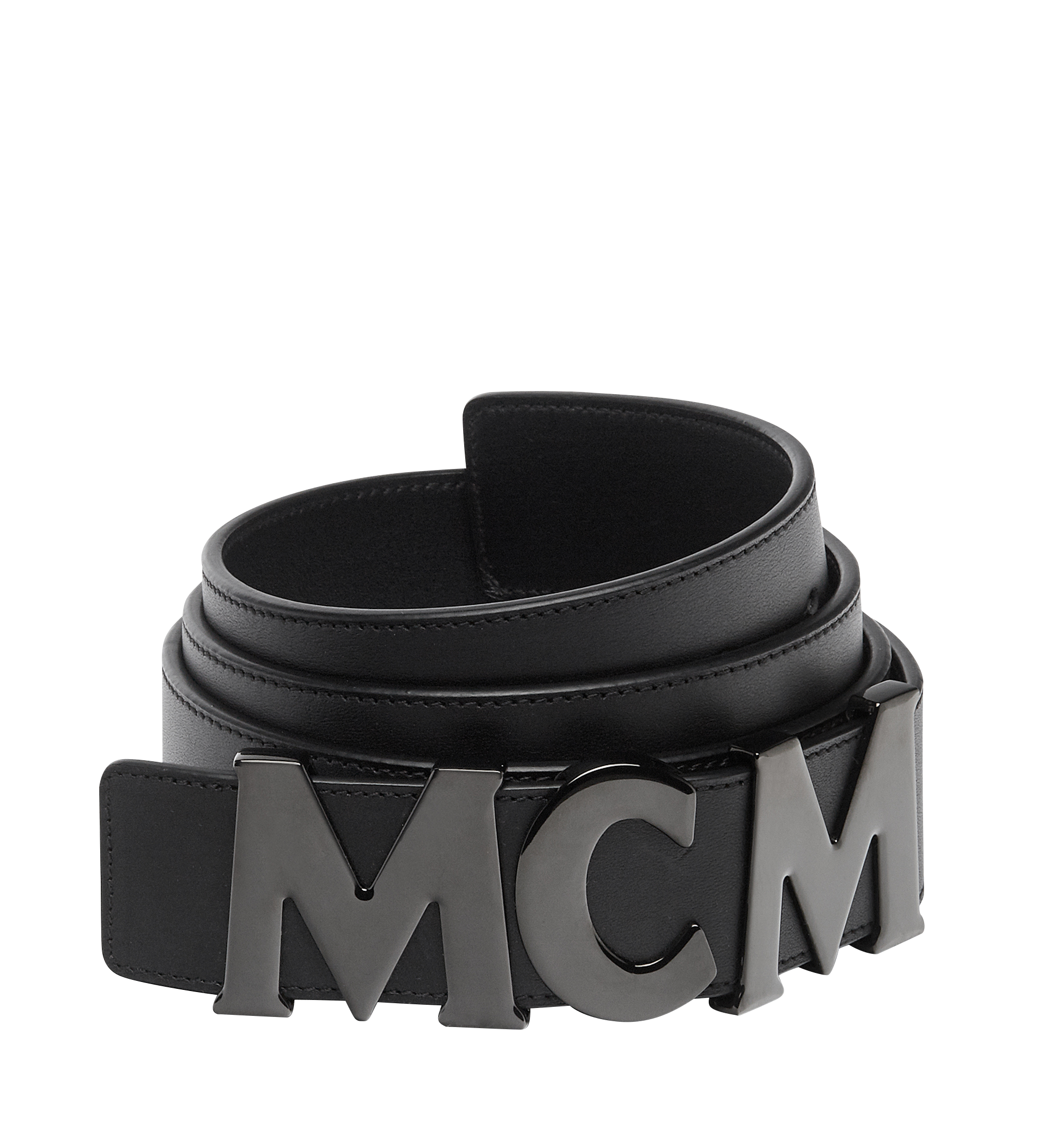 MCM Ceinture lettre 3,81 cm en cuir Nappa Black MXB7AMM10BK110 Plus de photos 1