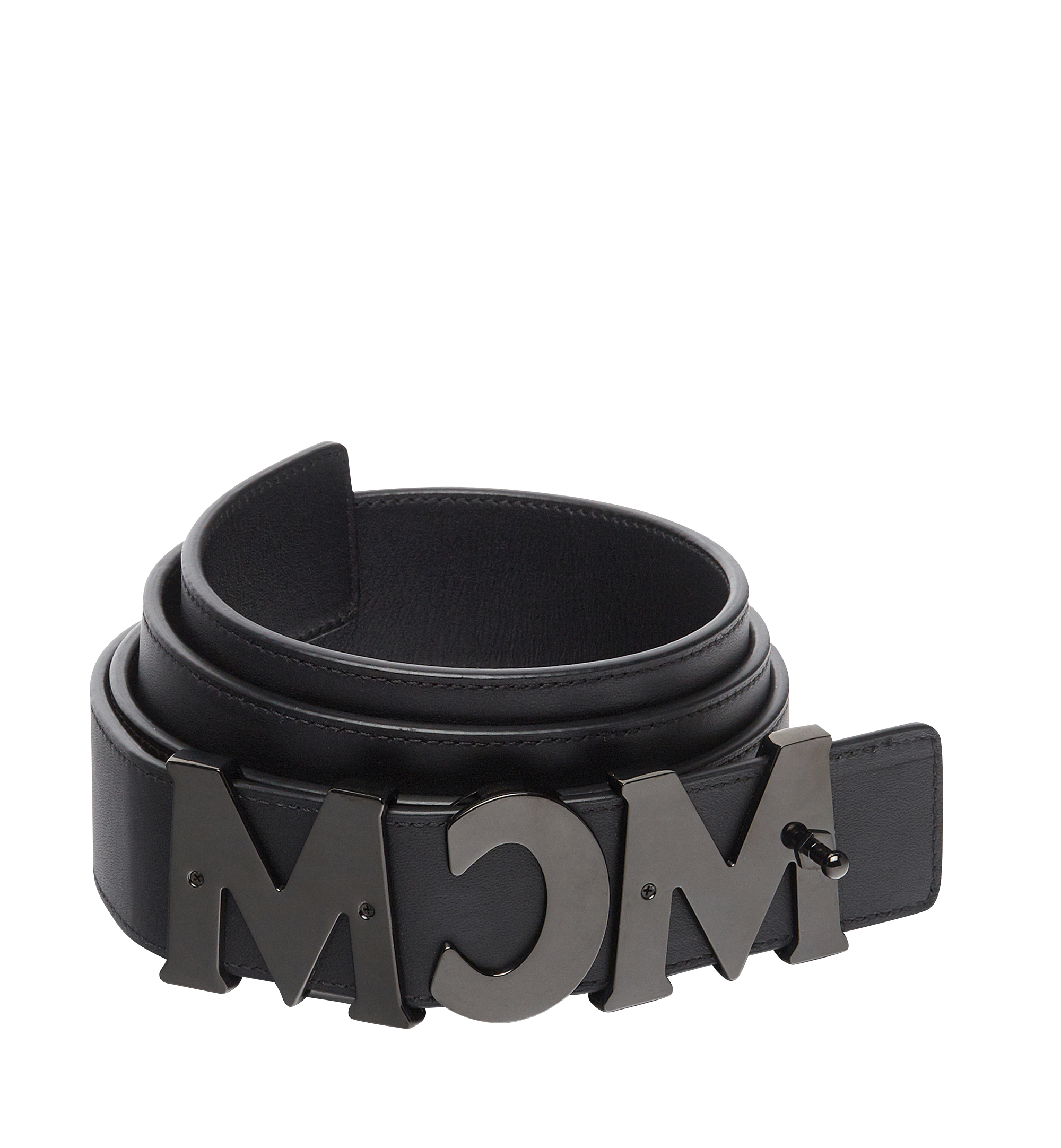 MCM Ceinture lettre 3,81 cm en cuir Nappa Black MXB7AMM10BK110 Plus de photos 1